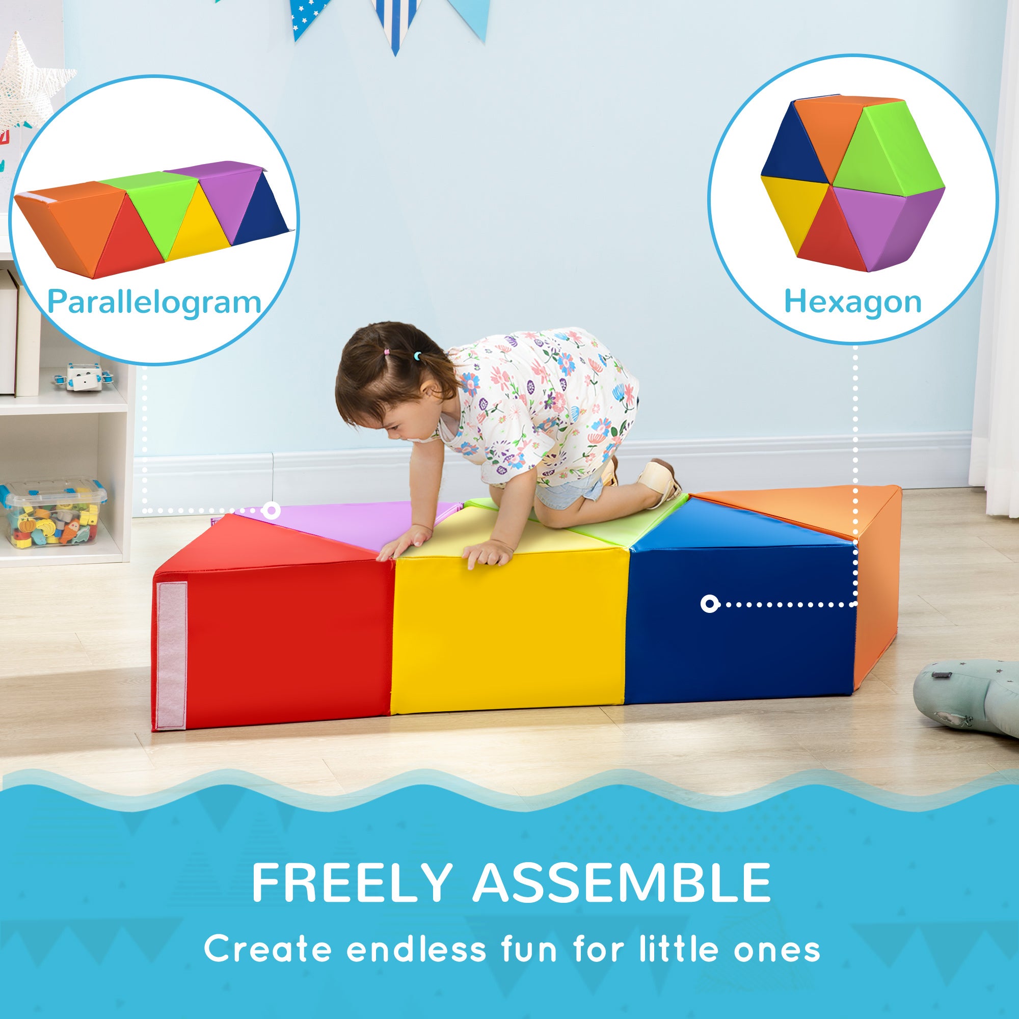Foam Play Set, 2-Piece Kids Crawl and Climb Activity Soft Play Set, Freely-assembled Indoor Active Play for Babies Baby Gym & Playmats at Gallery Canada
