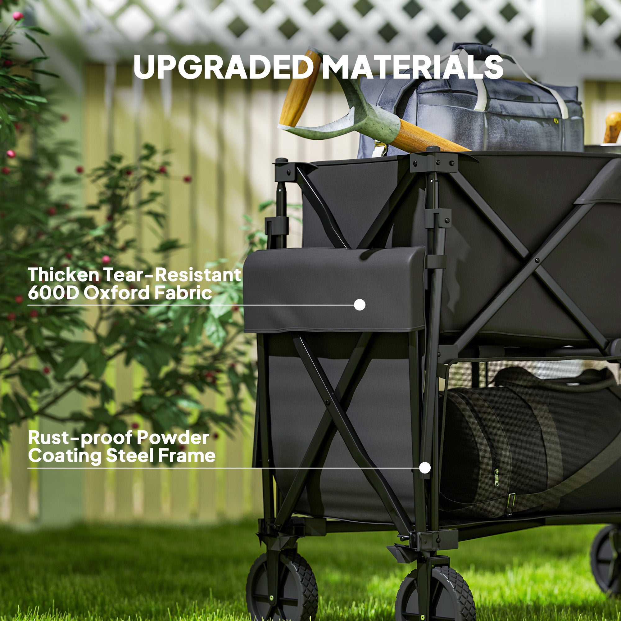 Double Decker Folding Wagon Cart, 450LBS &; 350L Capacity Collapsible Garden Cart for Camping Sports Shopping and Beach Folding Garden Carts at Gallery Canada