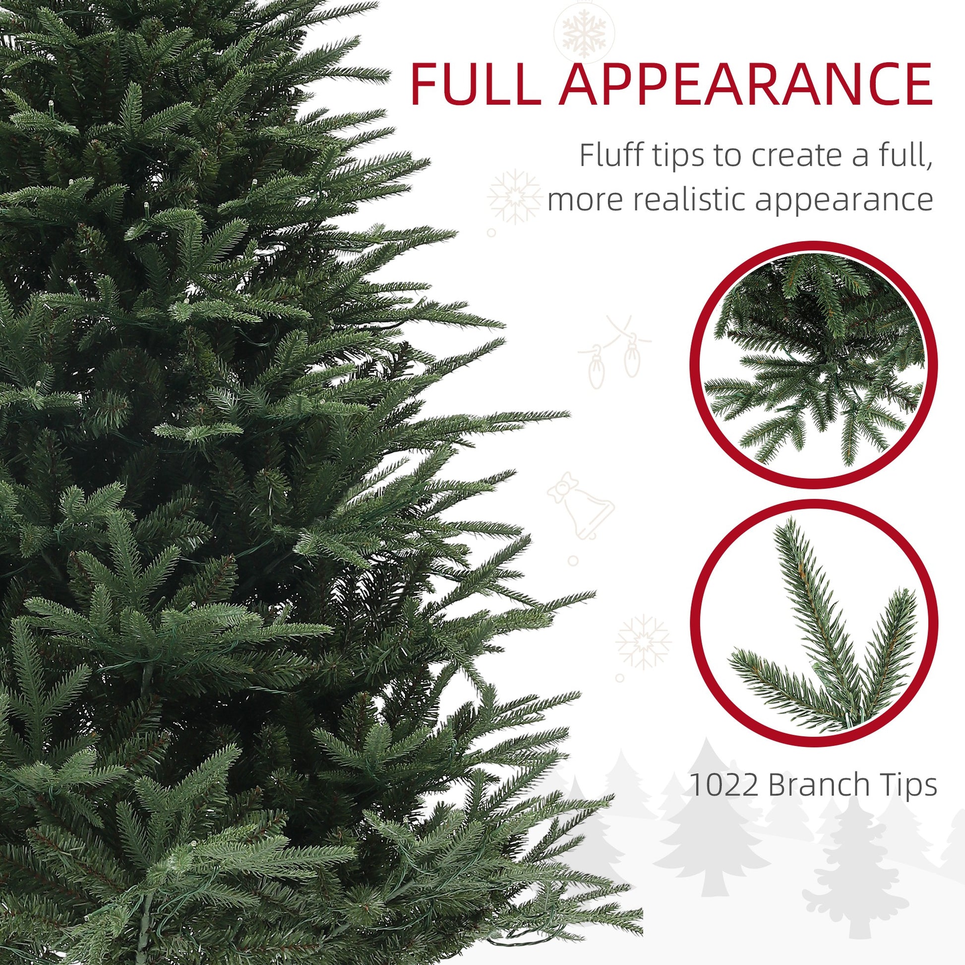 6ft Prelit Artificial Christmas Tree with 1022 Tips, Warm White LED Lights, Steel Base, Hinged Xmas Tree, Auto Open Pre Lit Christmas Trees   at Gallery Canada