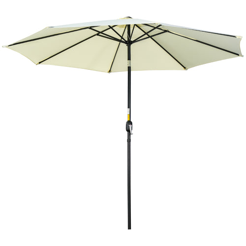 10' x 8' Round Market Umbrella, Patio Umbrella, Outdoor Parasol with Crank Handle, Tilt for Garden, Bench, Lawn, Beige