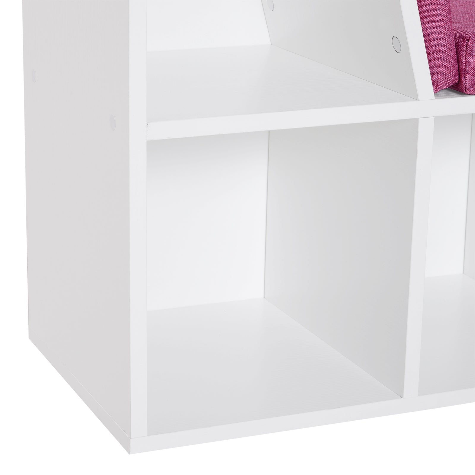 6-Cubby Kids Bookcase w/ Cushioned Seat Reading Nook Storage Organizer Cabinet Shelf Children Bedroom Decor Room White/Pink Small Bookshelves   at Gallery Canada