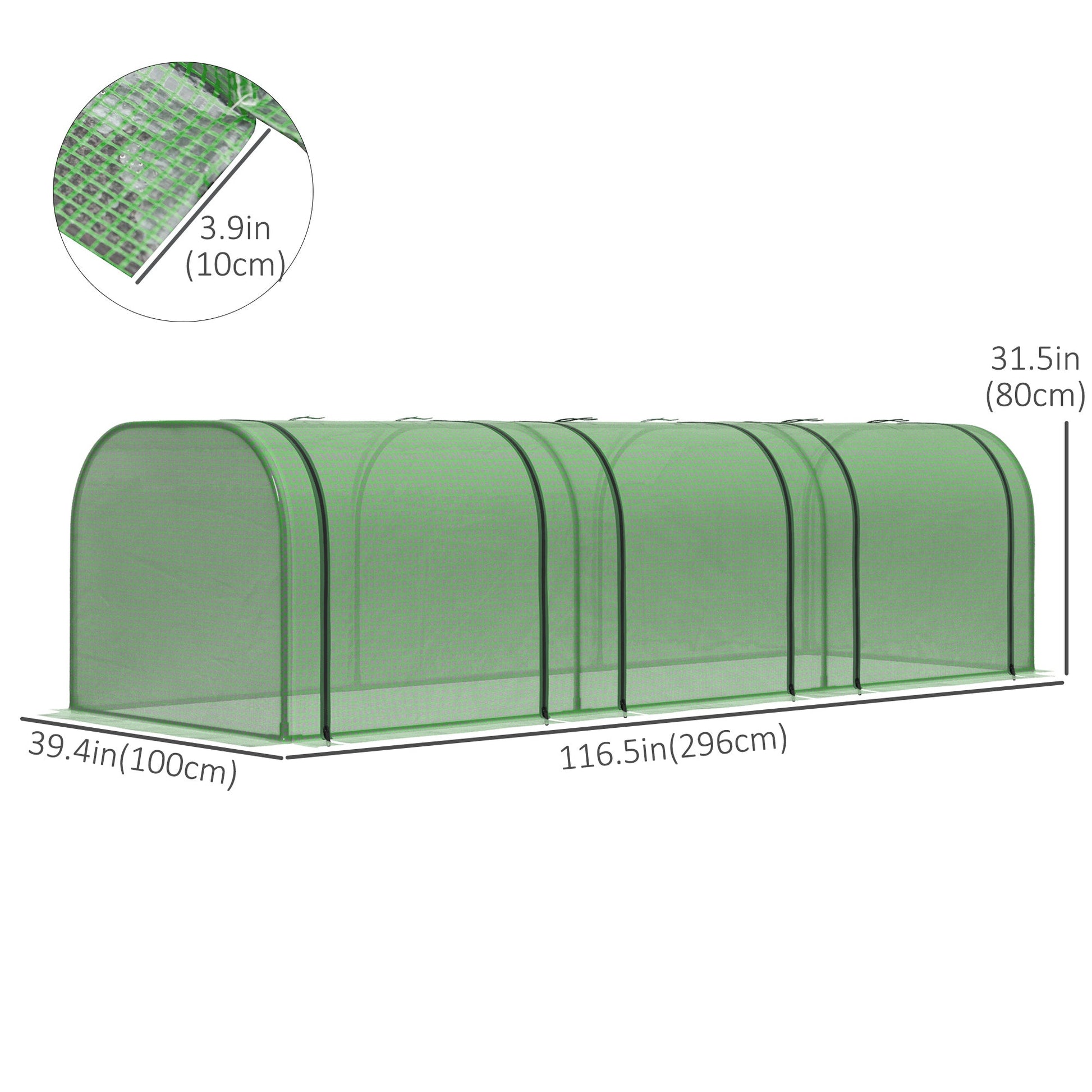 9.7' x 3.3' x 2.5' Mini Tunnel Greenhouse with PE Cover Garden Green Grow Shed with Steel Frame Zipped Doors, Dark Green Mini Greenhouses Dark Green  at Gallery Canada