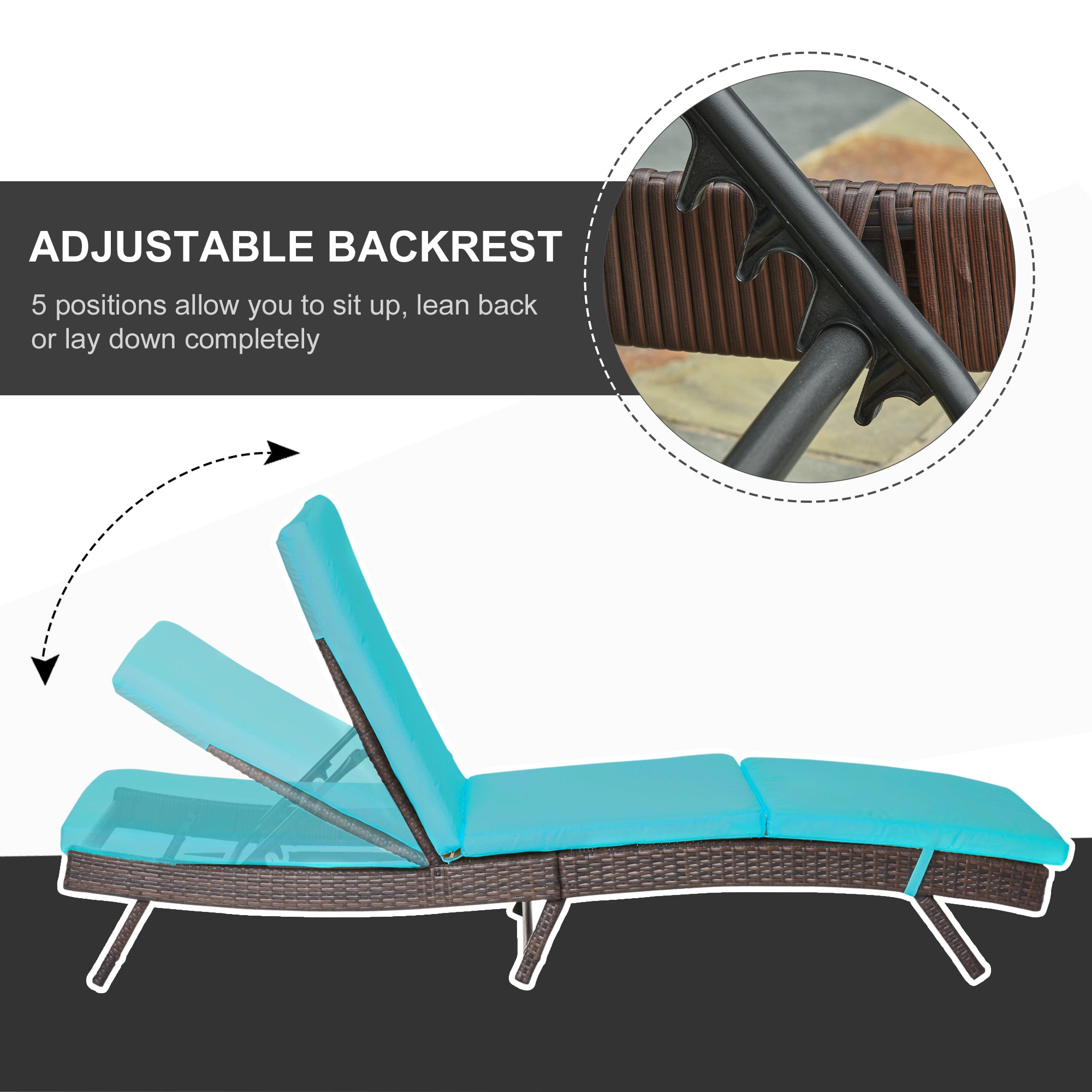 Outdoor Wicker Chaise Lounge Chair, 