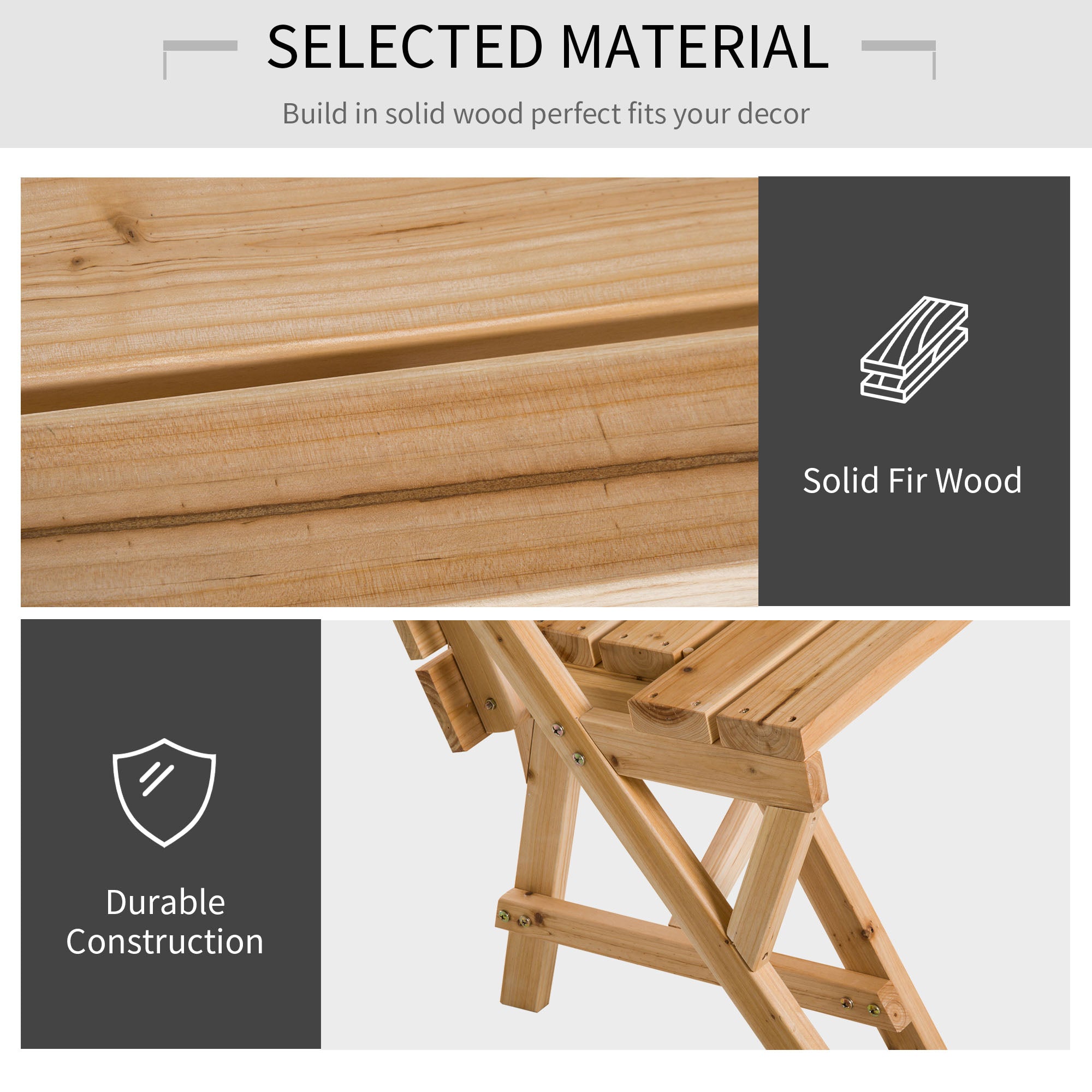 Patio Wooden Folding Picnic Table with Benches, Outdoor 2 in 1 Convertible Patio &; Garden Bench, Foldable Picnic Table with Umbrella Hole, Nature Outdoor Dining Sets at Gallery Canada