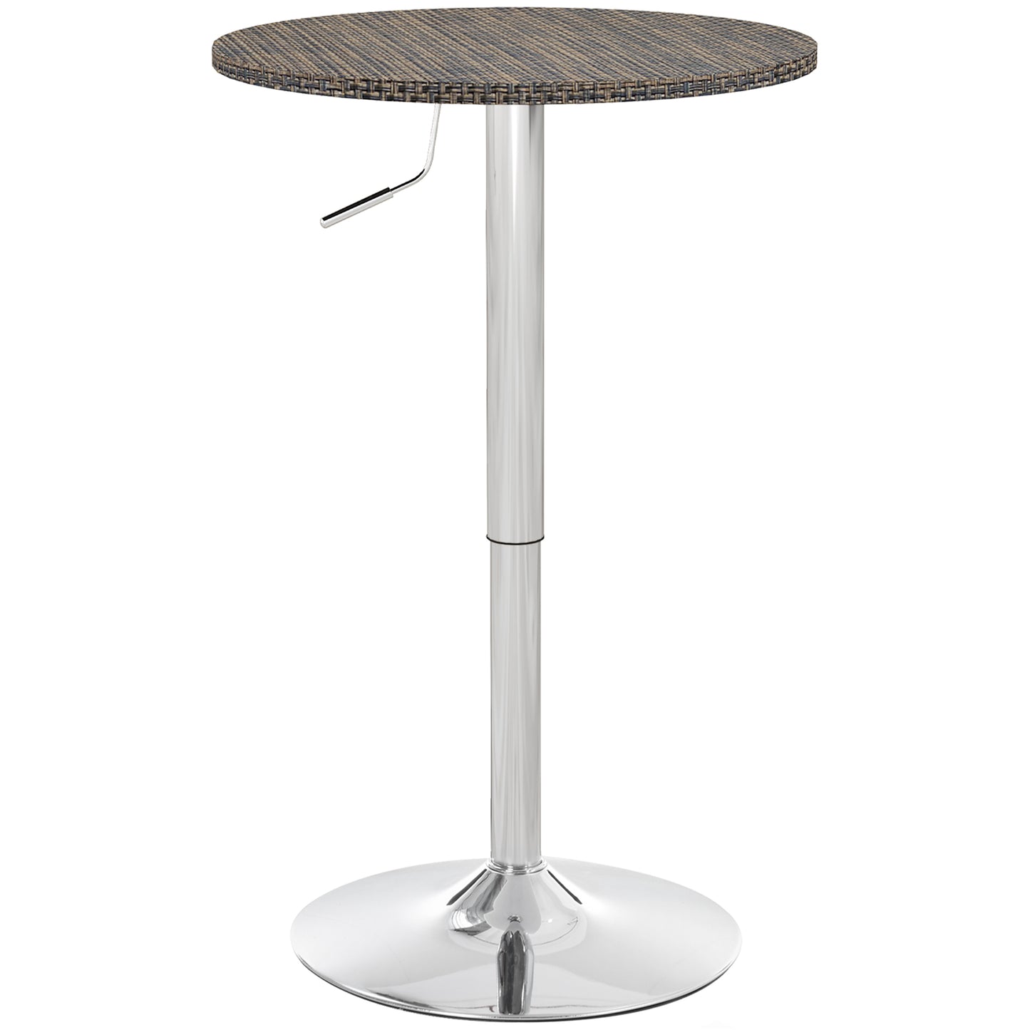 Adjustable Bar Table for 2, Round Pub Table with PE Rattan Top and Steel Base for Home Bar, Small Dining Room, Brown Bar Tables   at Gallery Canada