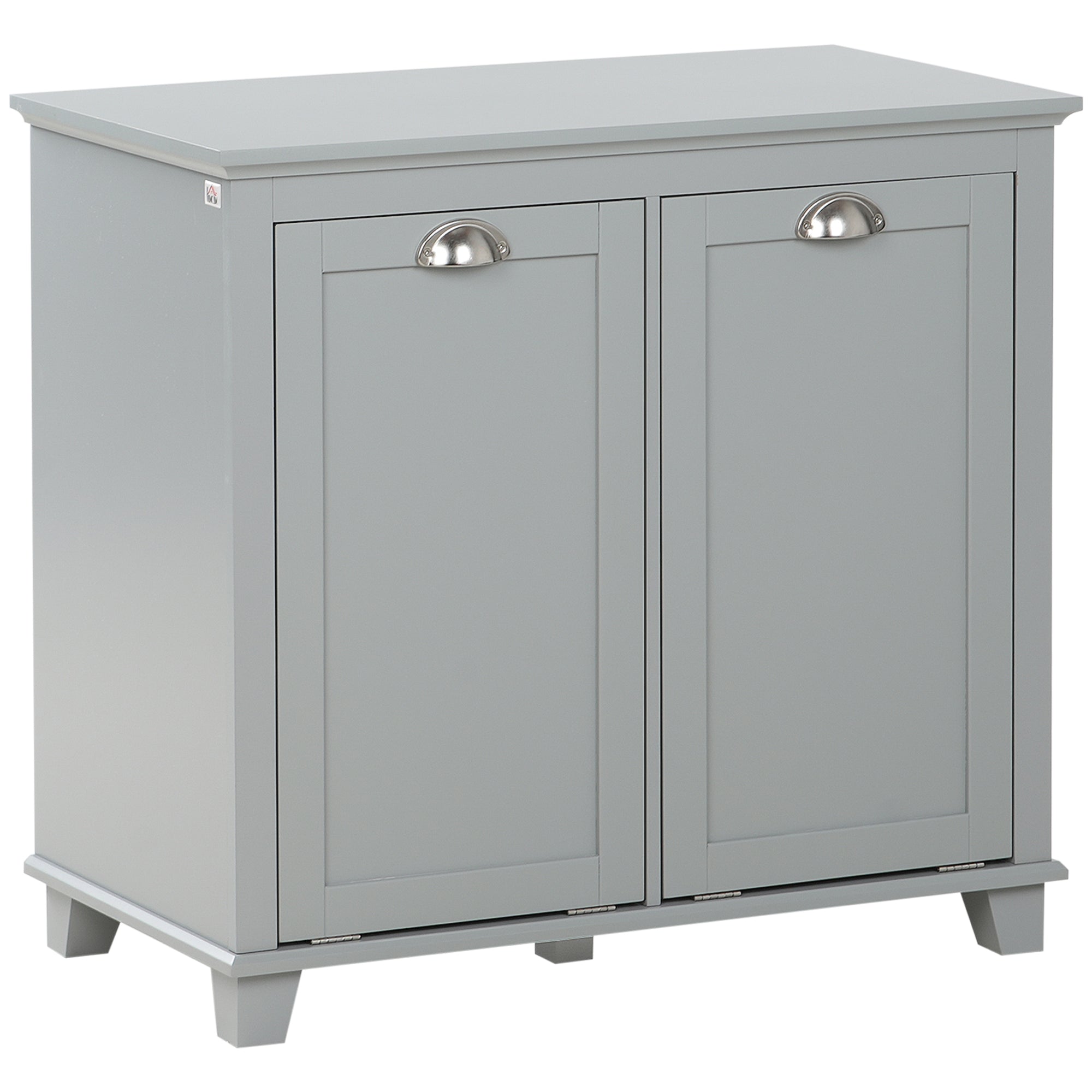 Tilt-Out Laundry Storage Cabinet, Bathroom Storage Organizer with Two-Compartment Tilt Out Hamper, Grey Bathroom Cabinets Grey  at Gallery Canada