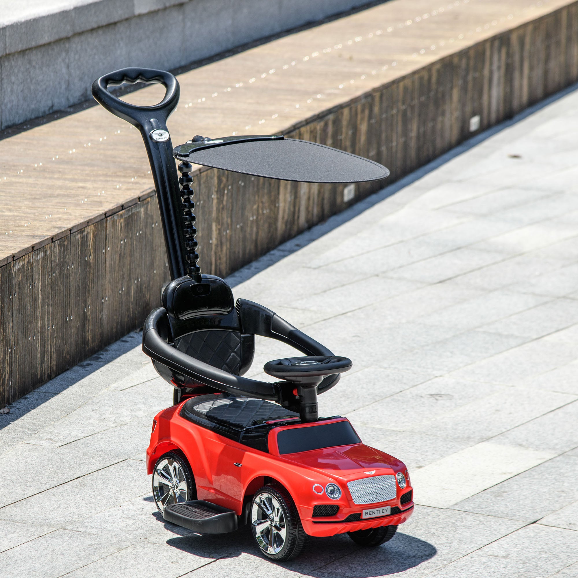 Bentley Bentayga Licensed Push Car, 3 in 1 Kids Ride on Car Foot to Floor w/ Music Horn, Red Push Cars for Toddlers   at Gallery Canada