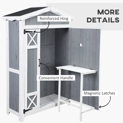 52'' x 20'' Wooden Garden Storage Shed with Foldable Workstation, Flower Stand and Asphalt Roof Multifunction, Sheds &; Outdoor Storage Tool Organizer Sheds   at Gallery Canada