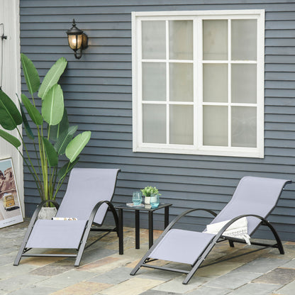 3 Pieces Outdoor Lounge Chair Set, 2 S-Shaped Lawn Chairs and a Glass Table for Patio, Yard, Light Grey Lounger Chairs Multi Colour  at Gallery Canada