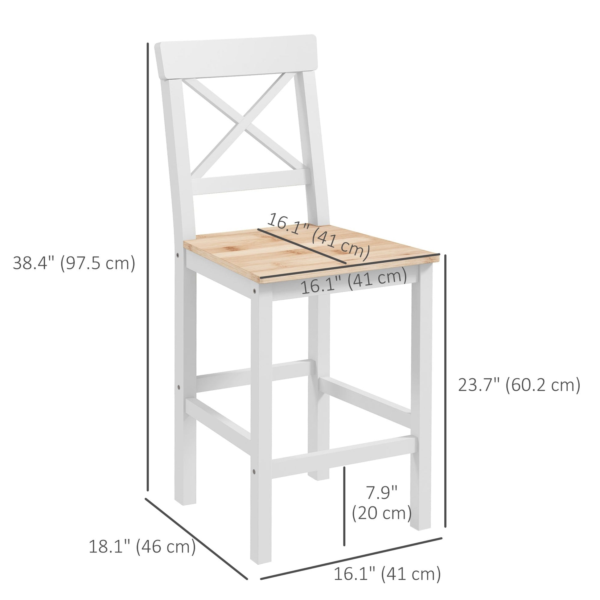 Counter Height Stools Set of 2, Farmhouse Bar Stools with Backs, Solid Wood Counter Stools for Kitchen Island Bar Stools   at Gallery Canada