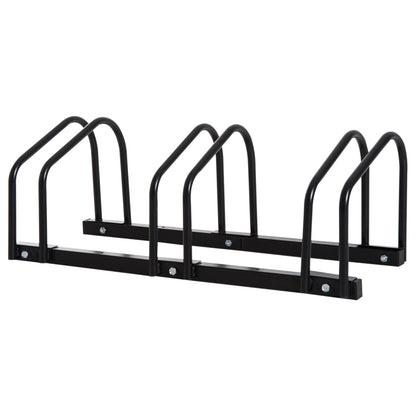 3-Bike Bicycle Floor Parking Rack Cycling Storage Stand Ground Mount Garage Organizer for Indoor and Outdoor Use Black Bike Parking Stands Black  at Gallery Canada