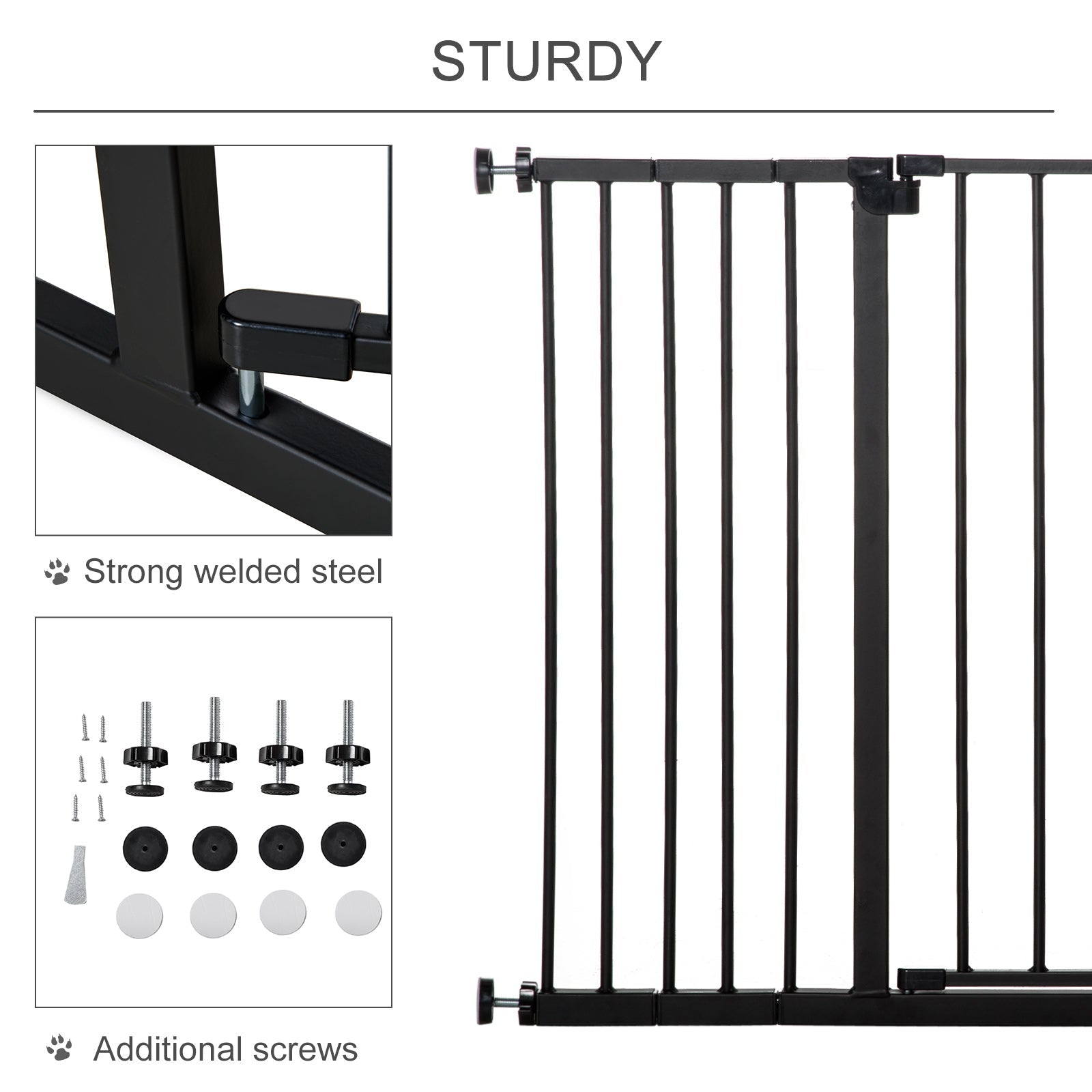 Pressure Fit Dog Gate Pet Barrier for stairs doorway, 29.9''- 42.1'' Width Black Houses, Kennels & Pens at Gallery Canada