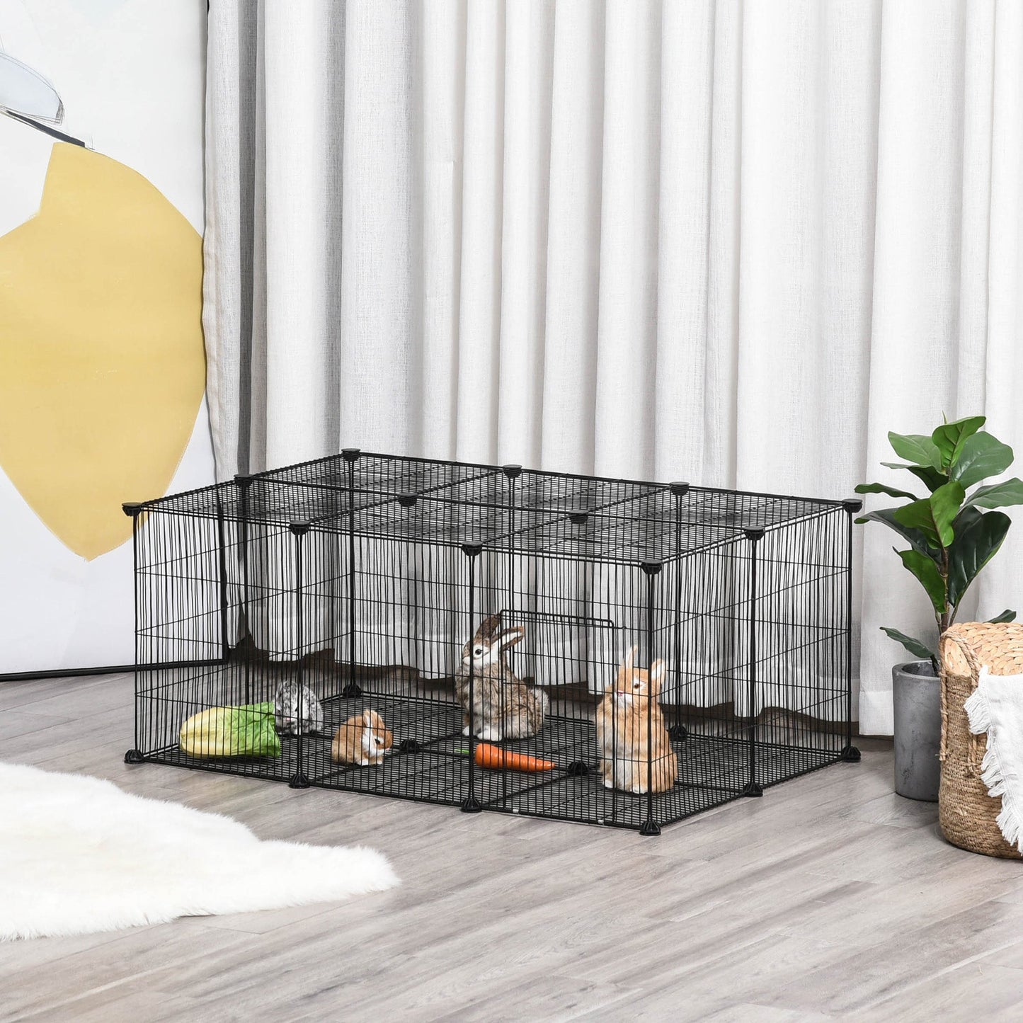 Small Animal Cage for Bunny, Guinea Pig, Chinchilla, Hedgehog, Portable Pet Enclosure with Door, 22 Panels Houses & Habitats   at Gallery Canada