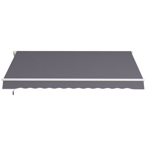 12' x 10' Manual Retractable Awning Outdoor Sunshade Shelter with Adjustable &; Versatile Design, Dark Grey