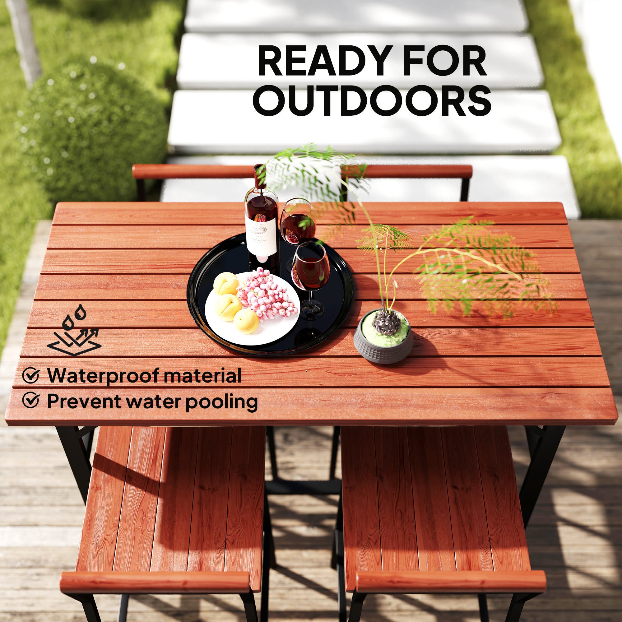 5 Piece Patio Bar Set with 47