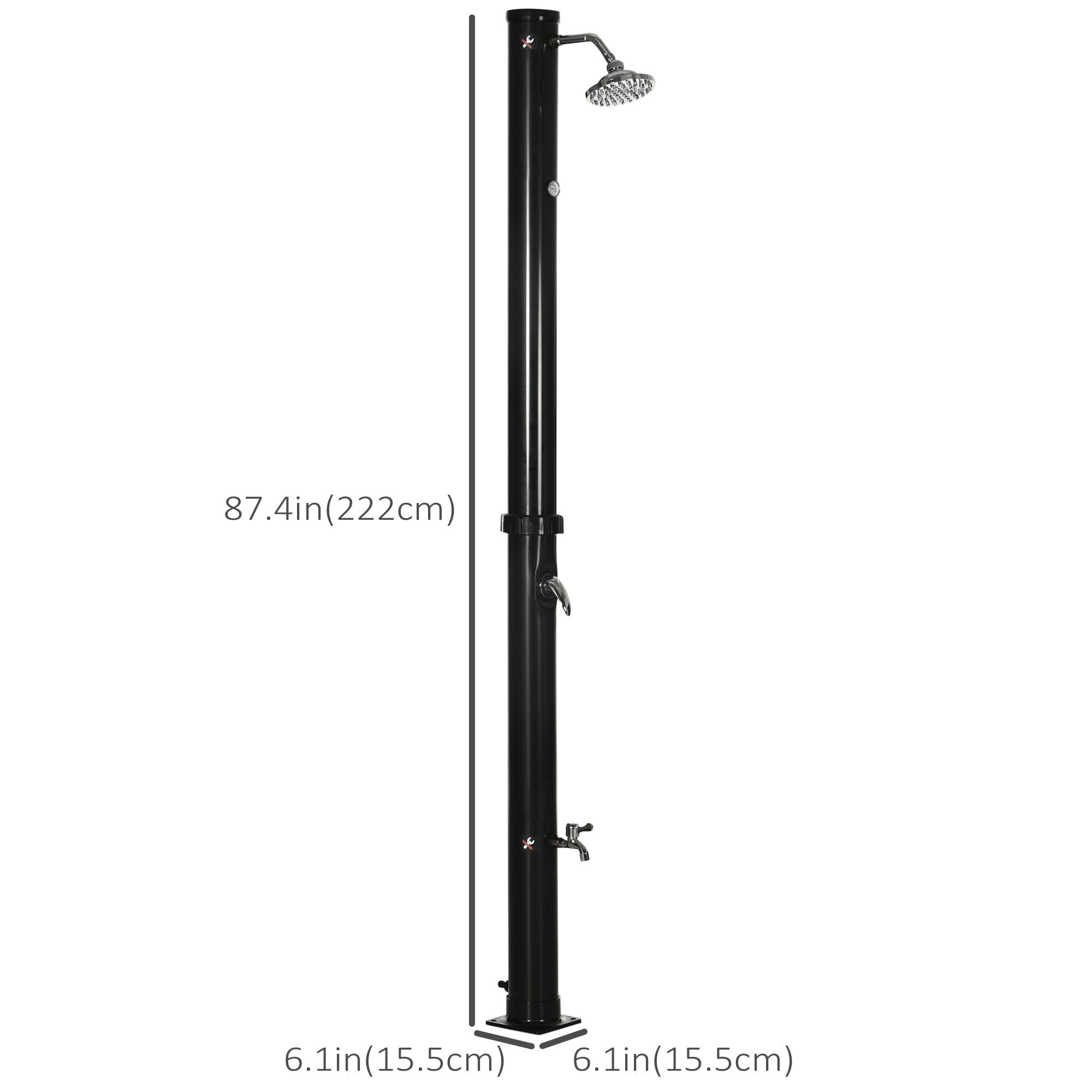 5.3 Gallons Solar Shower with Rotating Rainfall, Temperature Adjustment, 2 Section Outdoor Shower for Backyard, Black Outdoor Swimming Pools & Hot Tubs at Gallery Canada