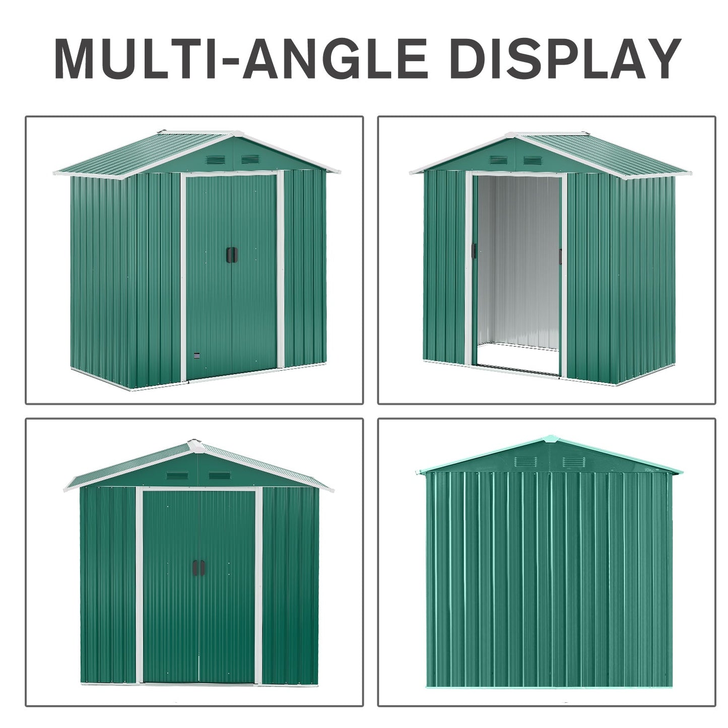 6.5x3.5ft Metal Garden Storage Shed for Outdoor Tool Storage with Double Sliding Doors and Vents, Green Sheds   at Gallery Canada