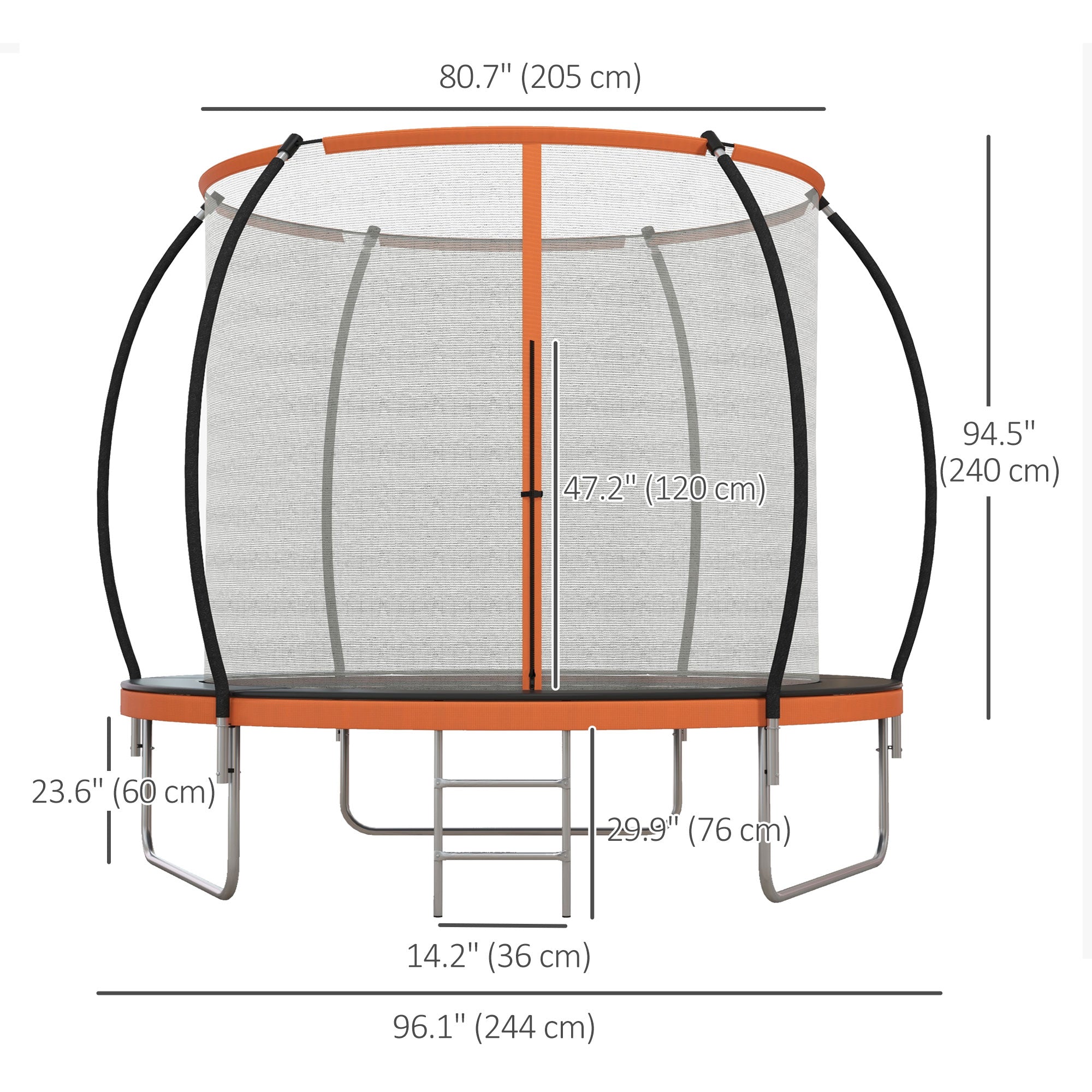 8ft Outdoor Trampoline with Enclosure Net and Ladder, Backyard Fitness Trampoline for Teens and Adults Trampolines at Gallery Canada