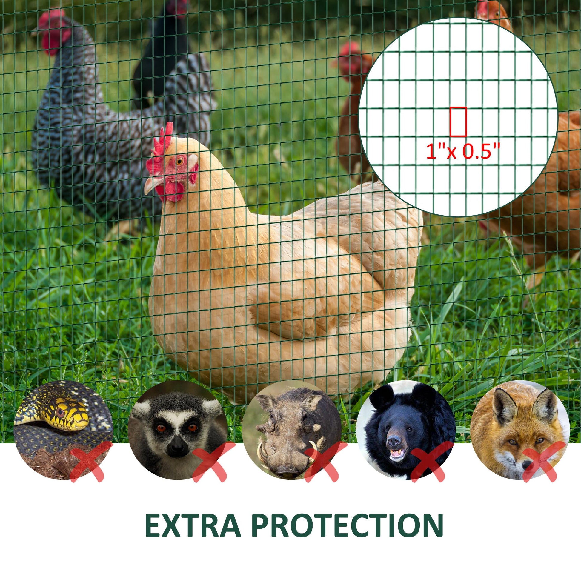 98' x 3' Rectangle Chicken Wire Fencing for Crafts, Garden, Poultry, Dark Green Chicken Coops   at Gallery Canada