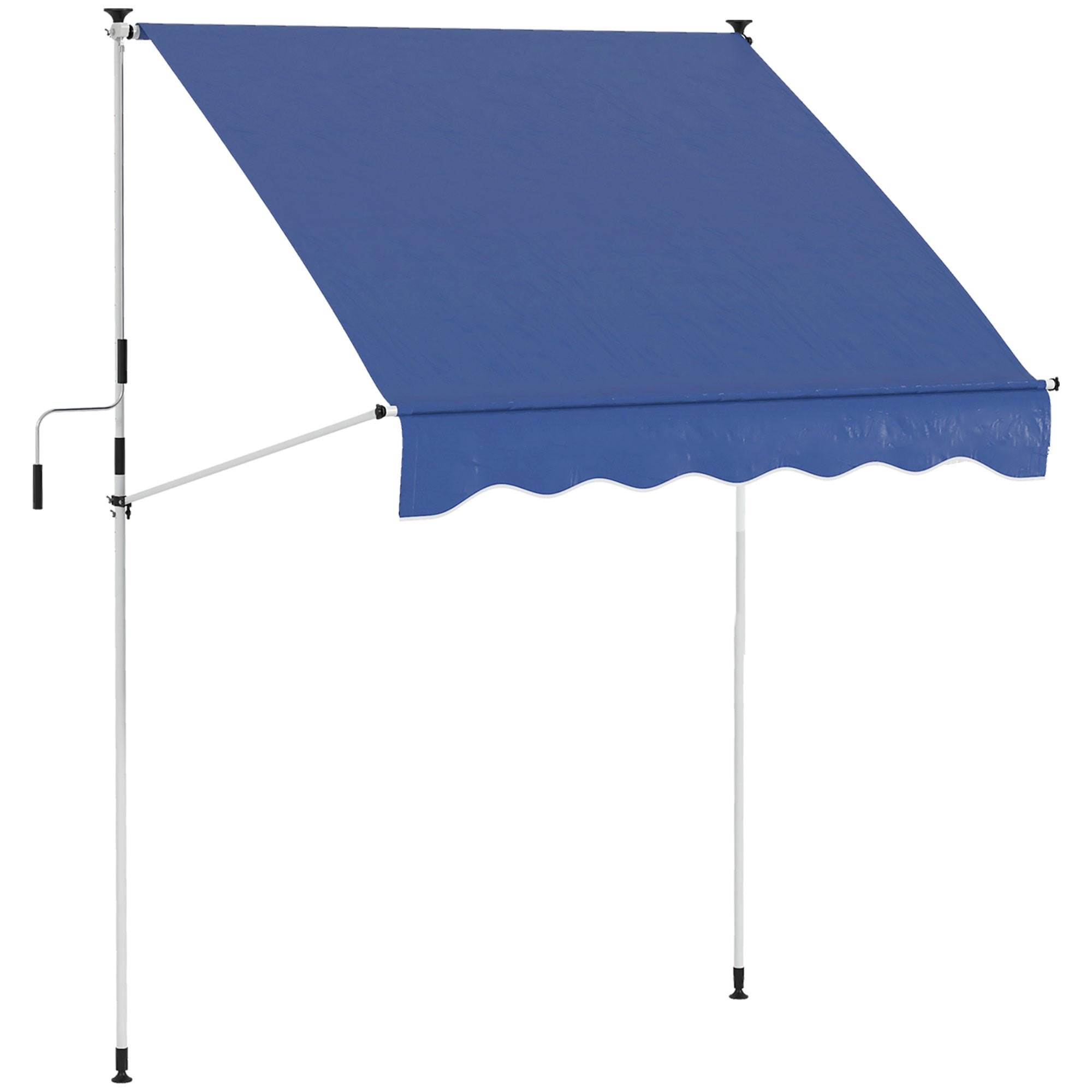 6.6'x5' Manual Retractable Patio Awning Sun Shelter Window Door Deck Canopy, Water Resistant UV Protector, Dark Blue Window Awnings at Gallery Canada