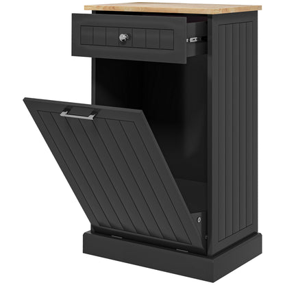 Kitchen Tilt Out Trash Bin Cabinet, Free Standing Recycling Cabinet, Trash Can Holder with Drawer, Black Storage Cabinets   at Gallery Canada