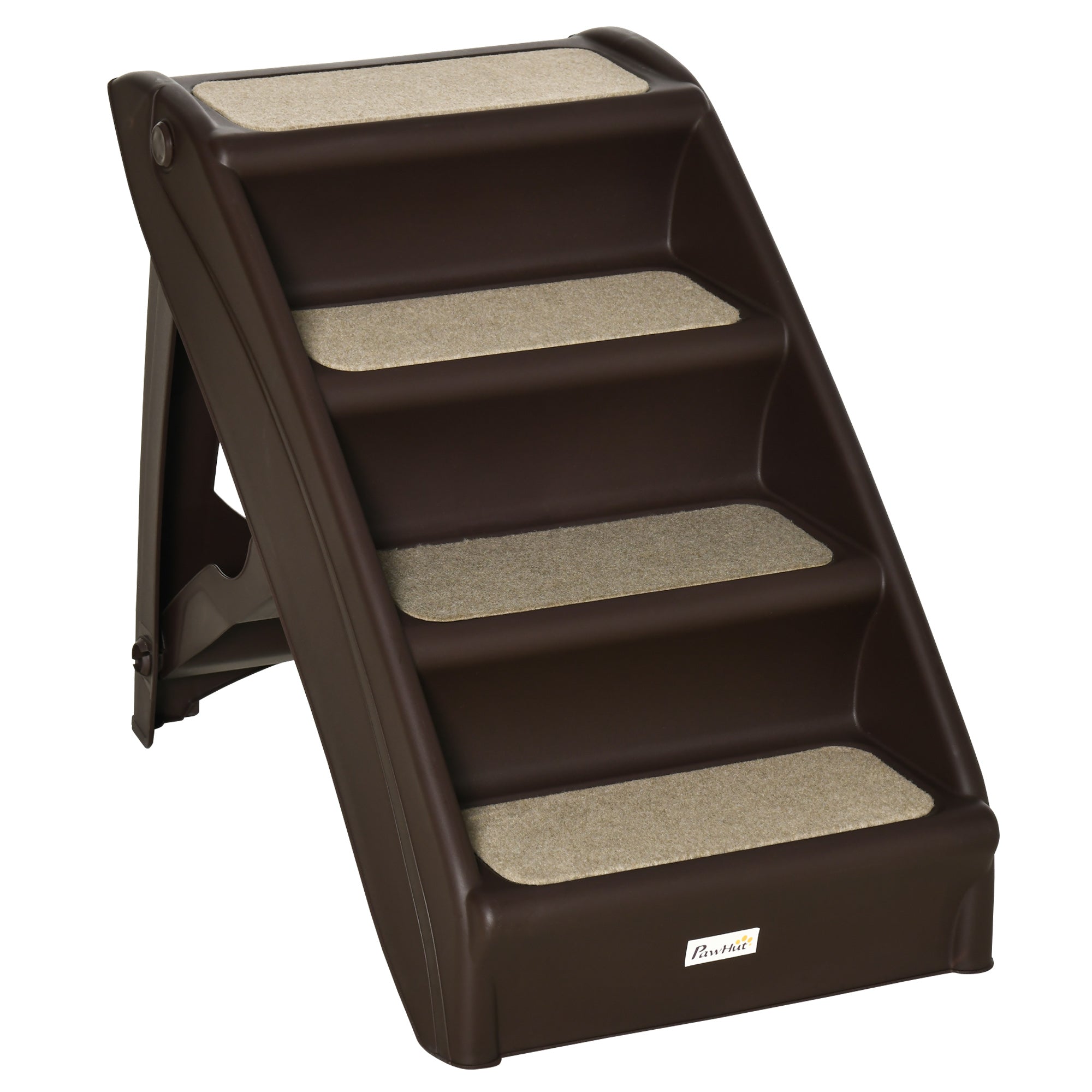 4-Level Portable Pet Stairs, Foldable Dog Ramp, Lightweight Cat Steps, with Nonslip Soft Mats, for High Bed, Sofa, Up to 44 lbs, Dark Brown Dog Stairs Dark Brown  at Gallery Canada