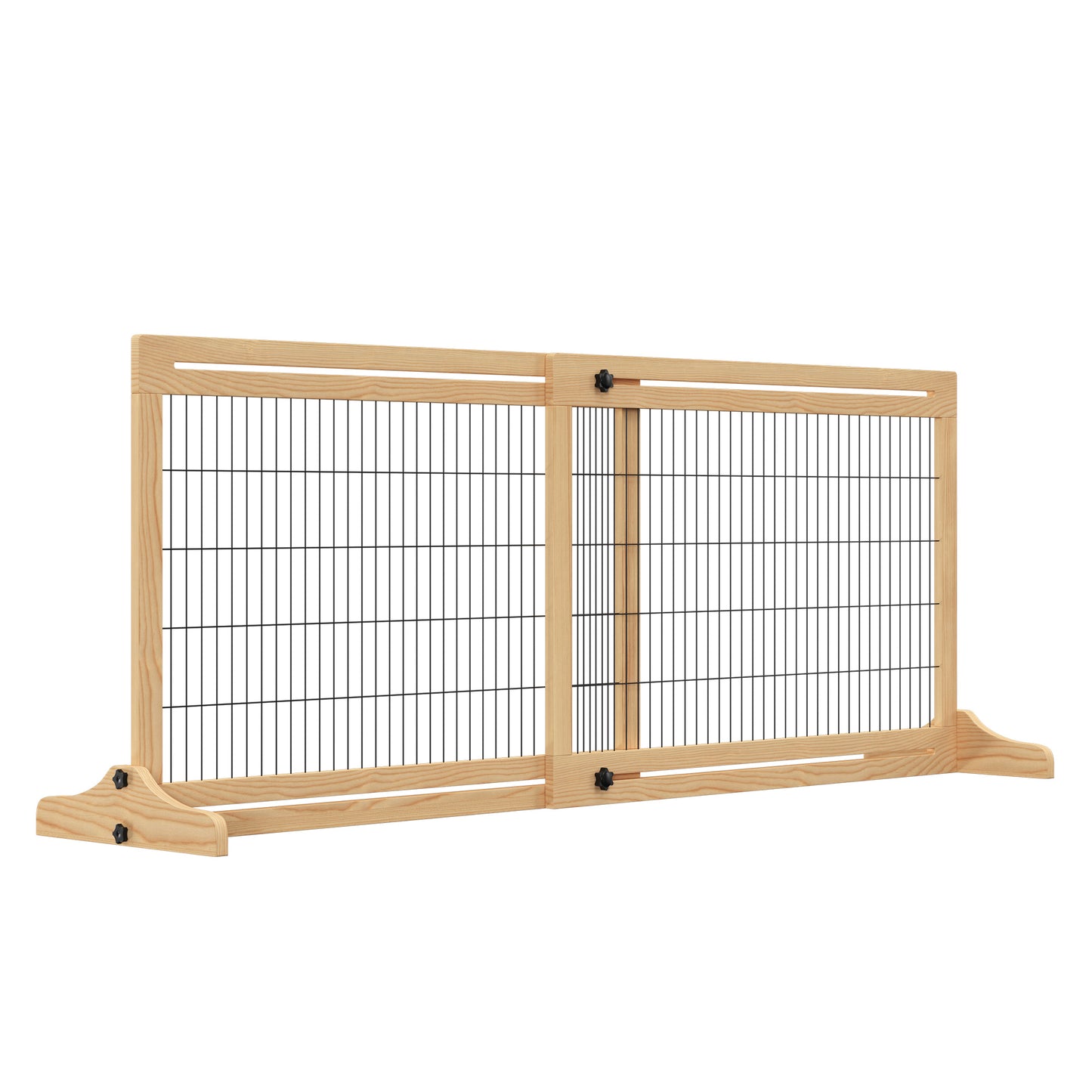 41"-72" Wooden Freestanding Pet Gate with Support Feet, for Small Medium Dogs, Natural Houses, Kennels & Pens   at Gallery Canada