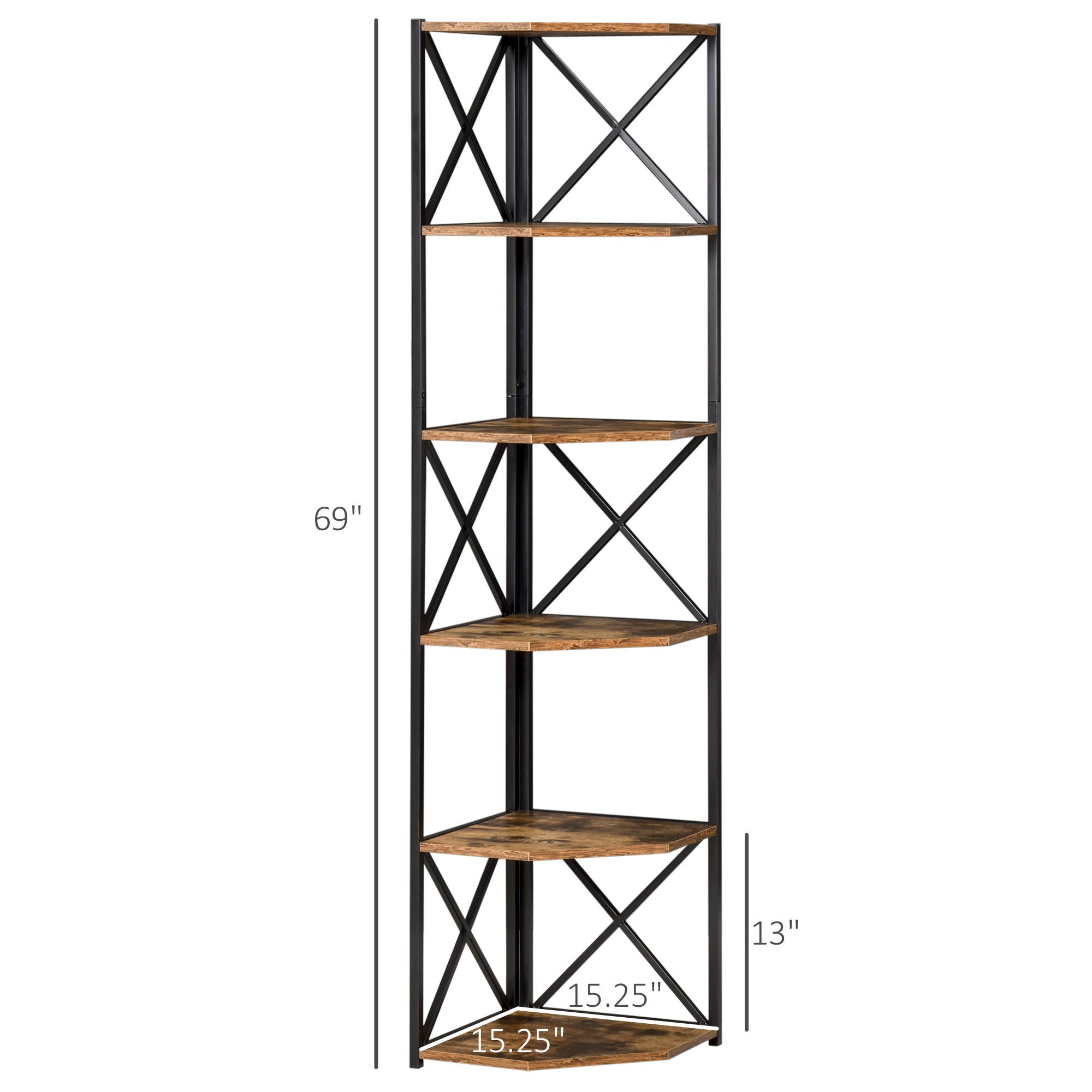 5 Tier Corner Shelf Tall Bookcase Storage Display Rack Organizer for Home Office Display Bookshelves   at Gallery Canada