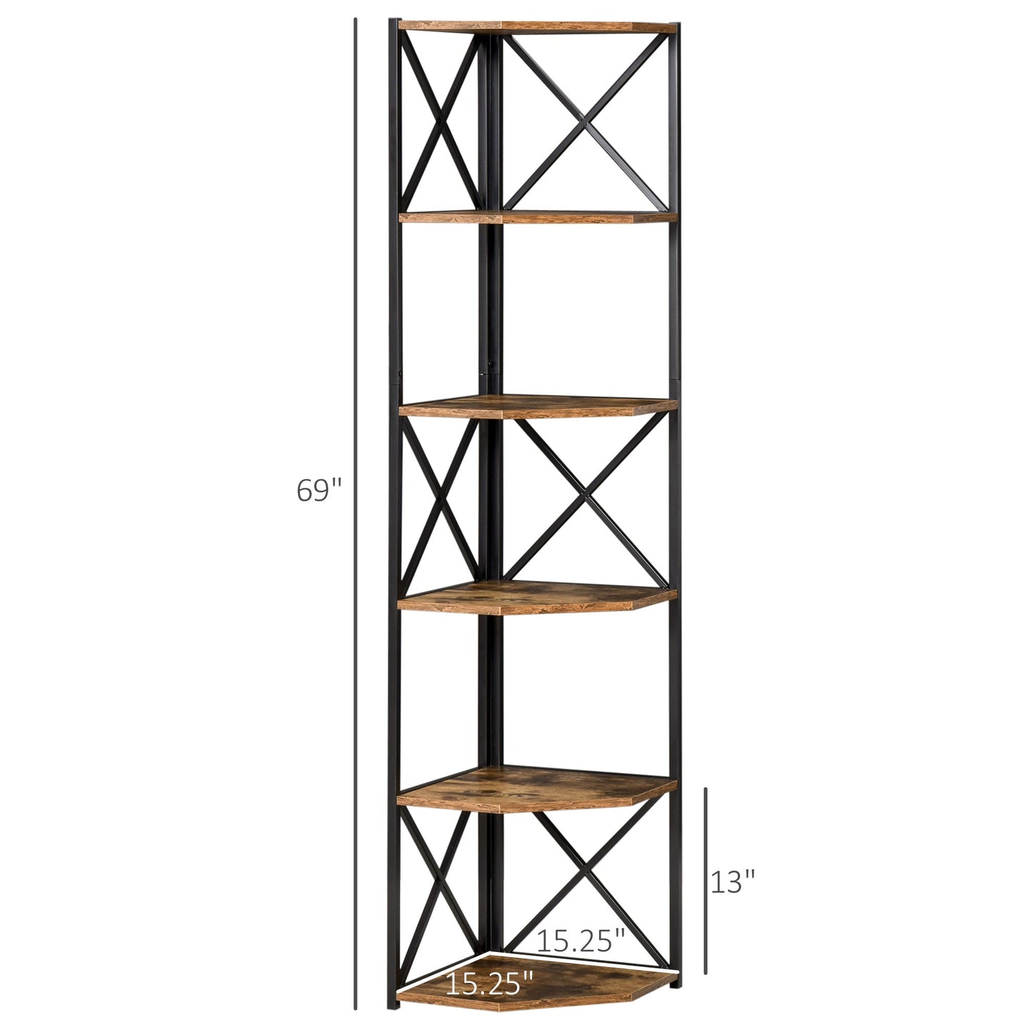 5 Tier Corner Shelf Tall Bookcase Storage Display Rack Organizer for Home Office Display Bookshelves   at Gallery Canada