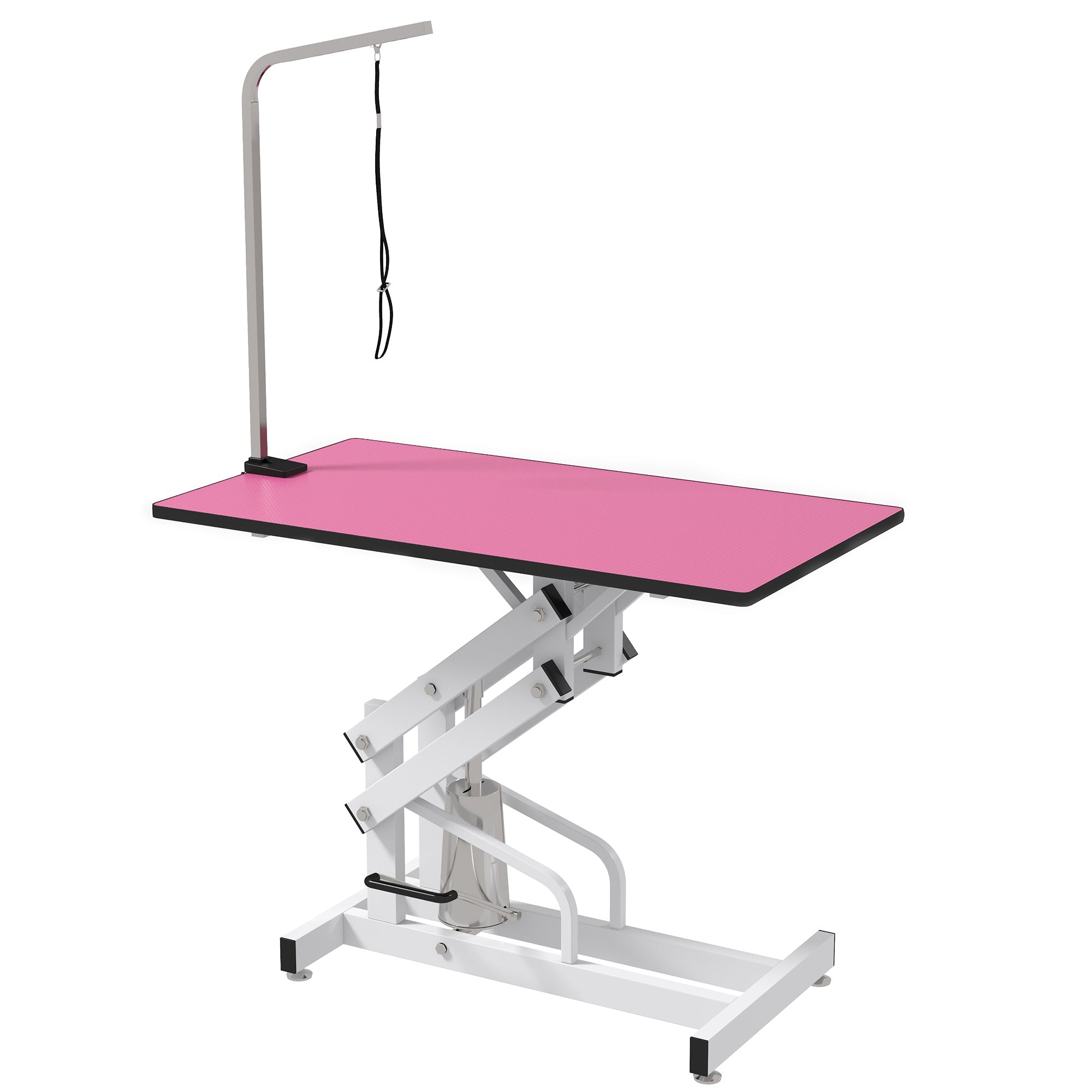 Pet Grooming Table, Height Adjustable Dog Grooming Table with Arm, Noose and Non-Slip Grooming Table, Pink Dog Grooming Tables Pink, White at Gallery Canada