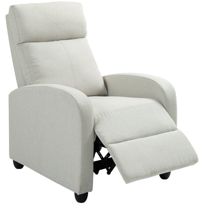 Fabric Recliner Chair Manual Home Theater Seating Single Reclining Sofa Chair with Padded Seat for Living Room, Cream White Single Sofas   at Gallery Canada