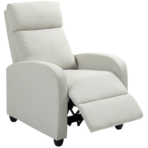 Fabric Recliner Chair Manual Home Theater Seating Single Reclining Sofa Chair with Padded Seat for Living Room, Cream White