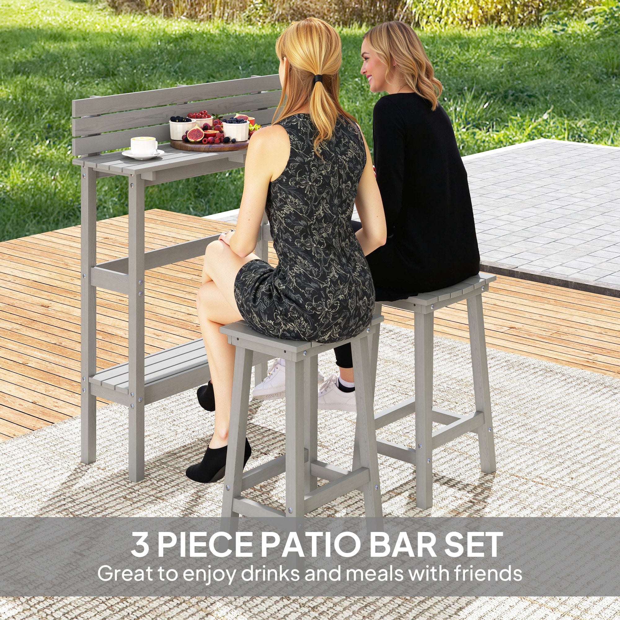 3 Piece Patio Bar Set with 43