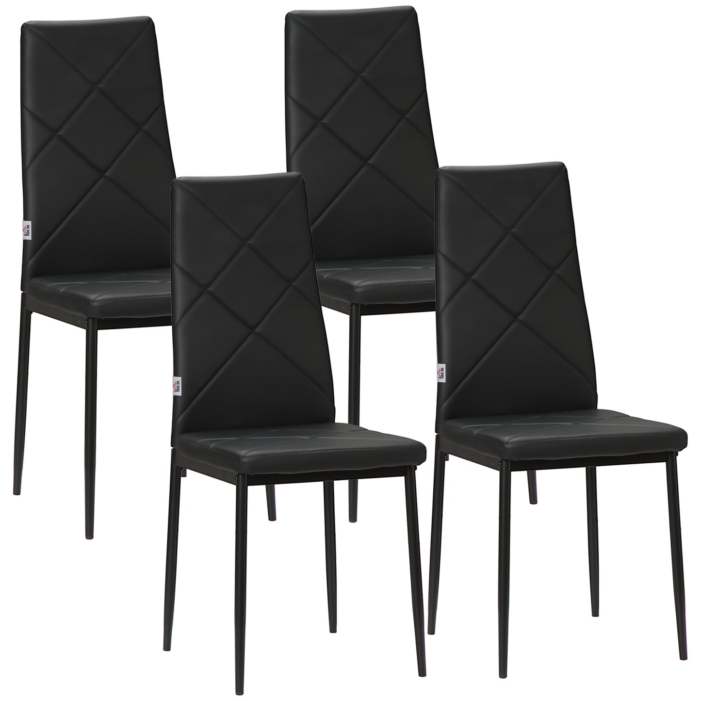 Dining Chairs Set of 4, Modern Accent Chair with High Back, Upholstery Faux Leather and Steel Legs for Living Room, Kitchen, Black Bar Stools Black at Gallery Canada