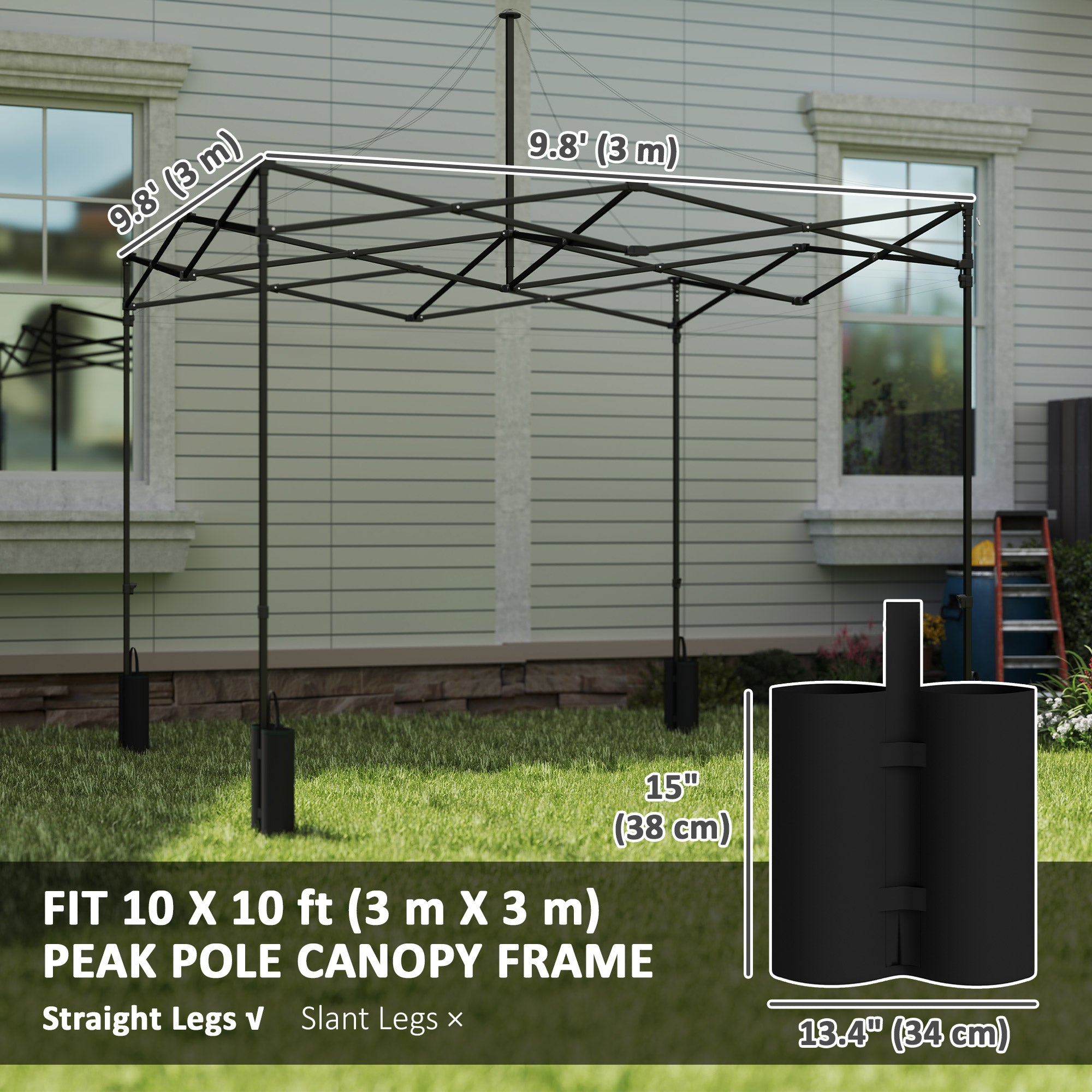 10' x 10' Replacement Canopy Top for Pop Up Canopy Tent with 4 Sand Bags, UPF50+ Protection, White Gazebo Canopy Replacement at Gallery Canada