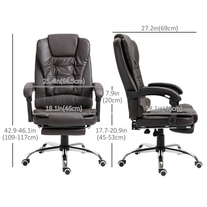 High Back Office Chair PU Leather Executive Office Chair with Retractable Footrest Padded Armrest Coffee Executive & Manager Chairs   at Gallery Canada