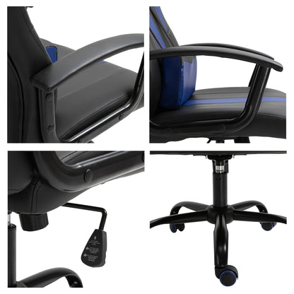 Adjustable Racing Gaming Chair High Back Racing Style with Lumbar Support and Pillow Blue Video Game Chairs   at Gallery Canada