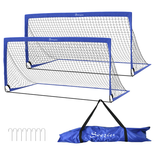 Set of 2 Soccer Nets for Backyard, Portable Soccer Goal for Practice with Carry Bag