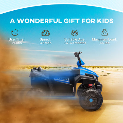 12V Kids ATV with Four Wheels Spring Suspension, Forward &; Backward, LED Light, MP3, Music, Blue Electric Ride On Toys   at Gallery Canada