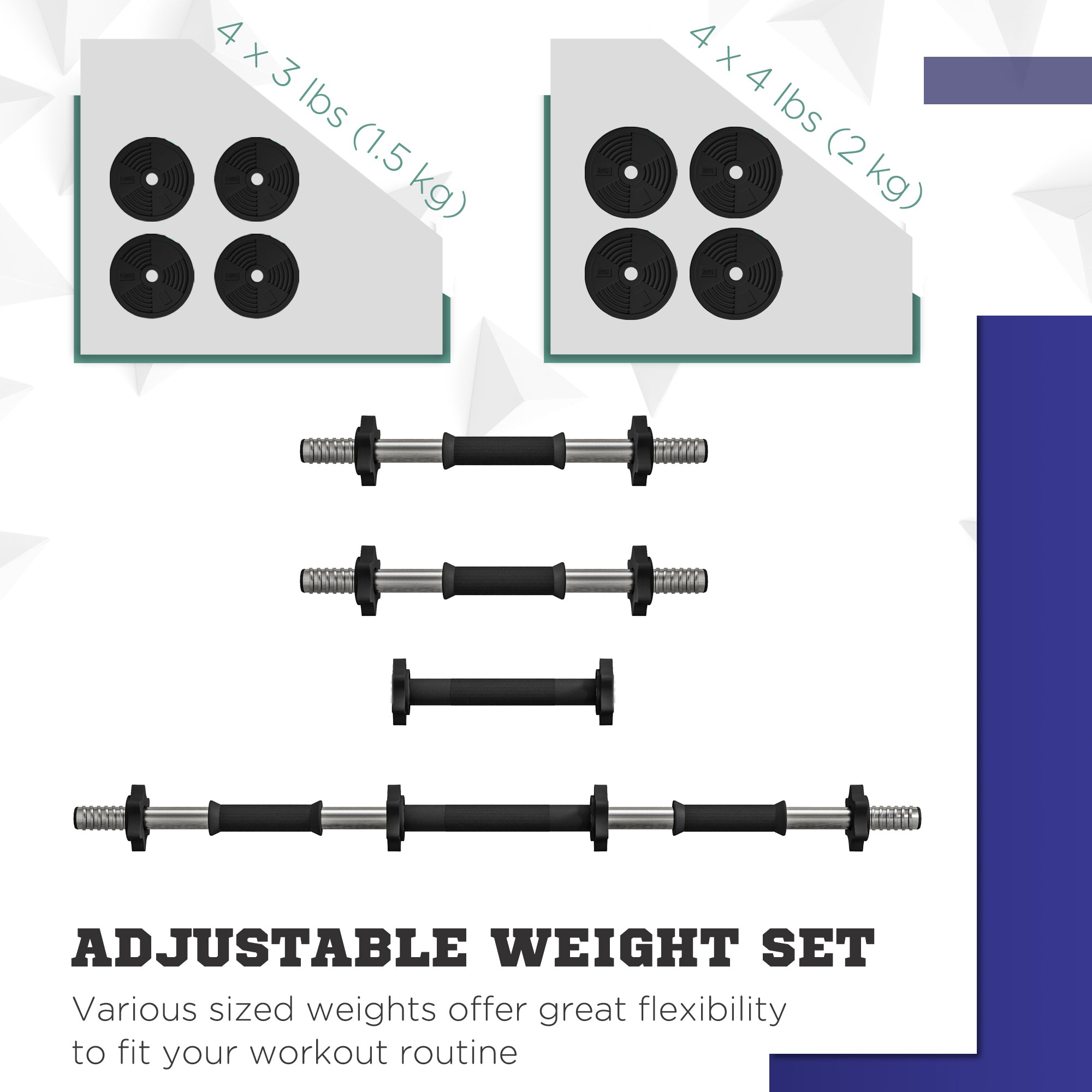 33LBS 2-in-1 Adjustable Barbell &; Dumbbells Set, Weights Set with Non-slip Handles for Men and Women Home Gym Training Dumbbells & Barbells at Gallery Canada