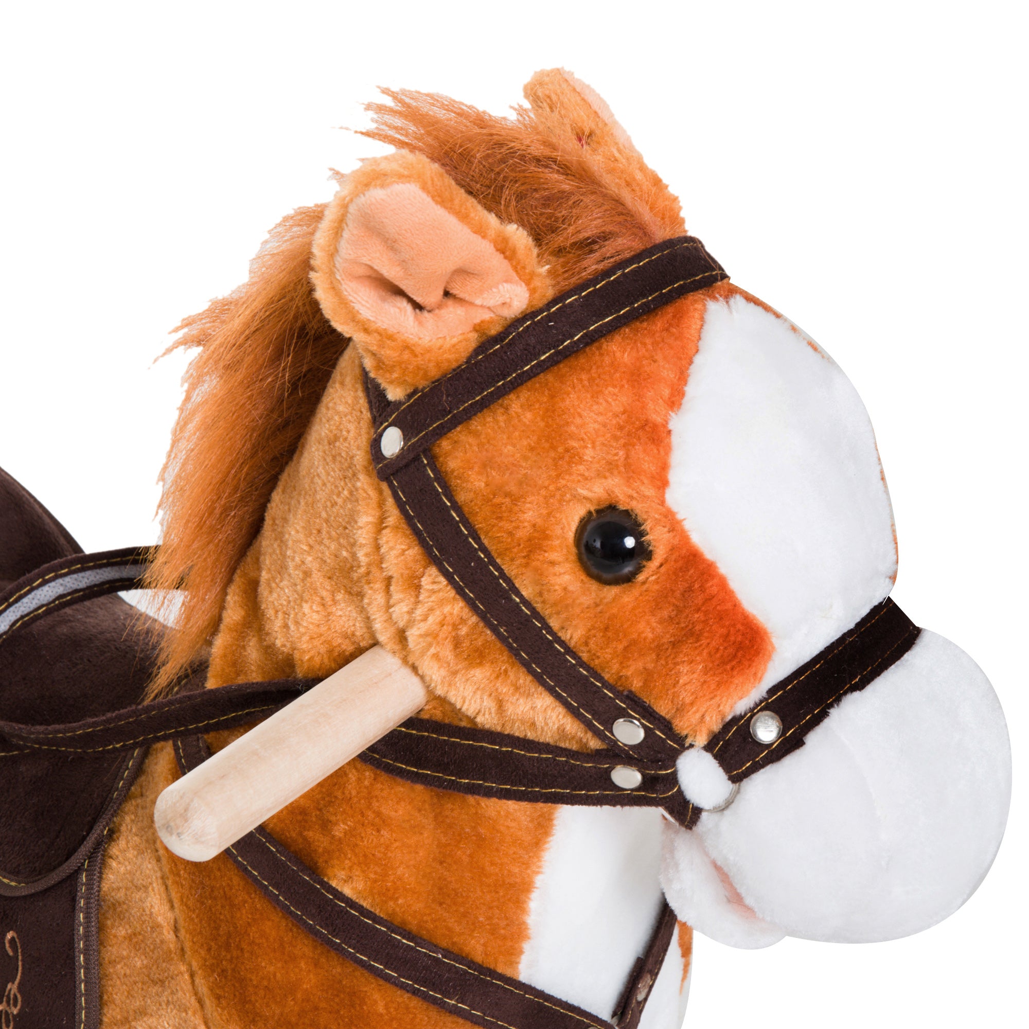 Kids Rocking Horse Child Plush Ride on Toy with Realistic Sound Red Brown Rocking Horses at Gallery Canada