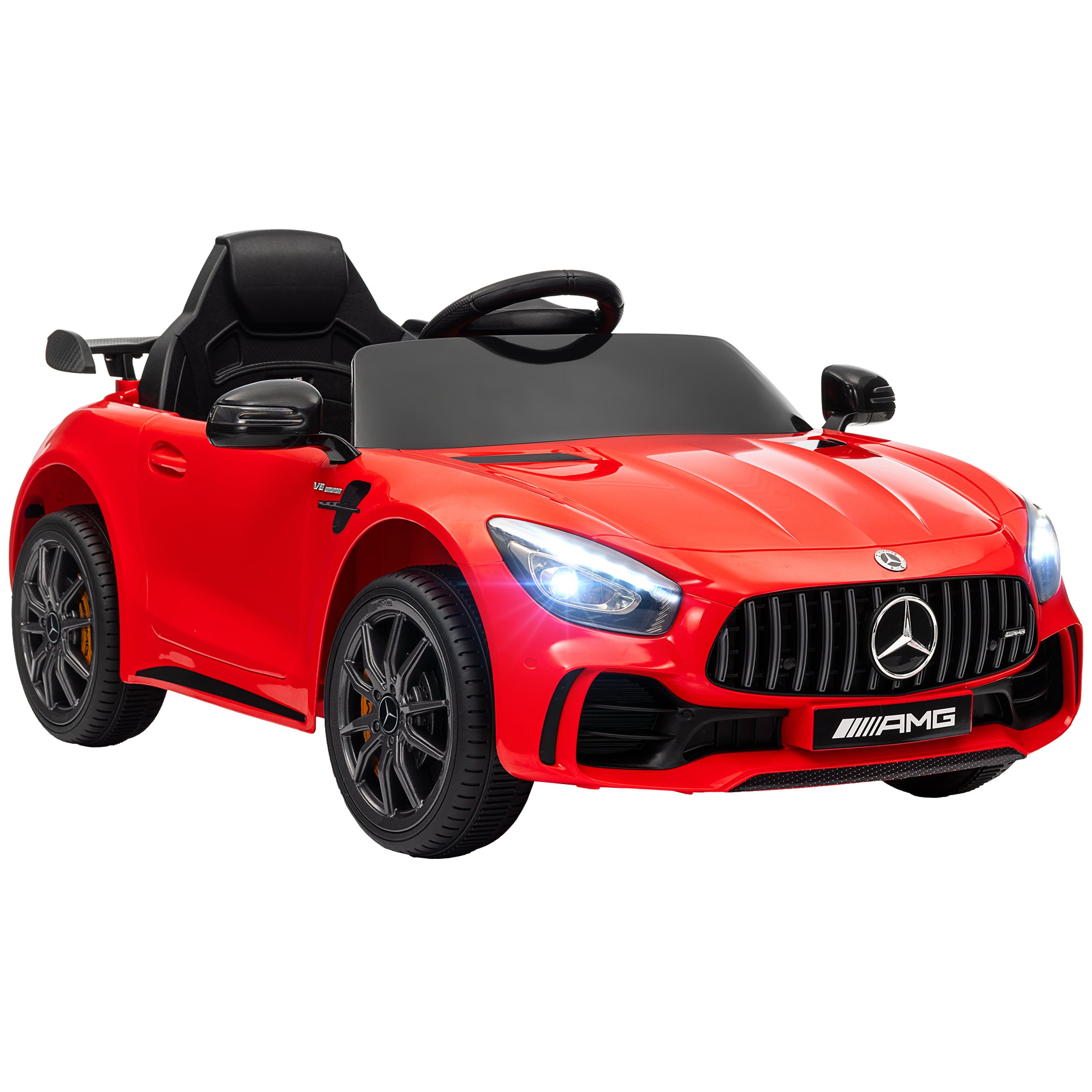 Mercedes-Benz AMG GTR Licensed 12V Battery Powered Kids Electric Car w/ Remote, Soft Start, Lights, Music Horn Red Electric Toy Cars   at Gallery Canada