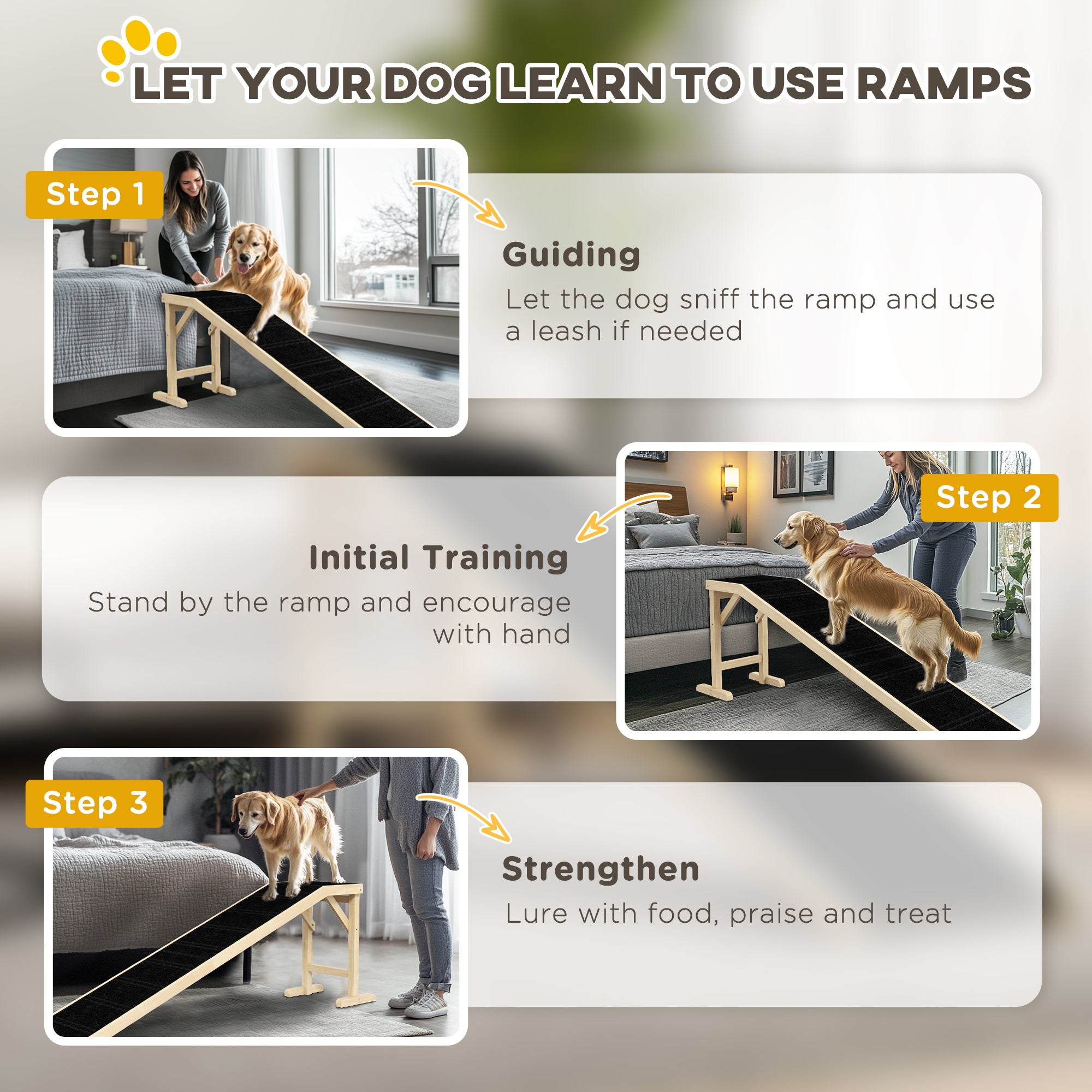 Pet Ramp Bed Steps for Dogs Cats Non-slip Carpet 74