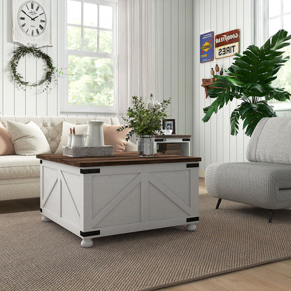 Coffee Table with Lift Top and Flip-top Lids, 32" Farmhouse Center Table with 2 Hidden Compartments for Living Room Coffee Tables   at Gallery Canada