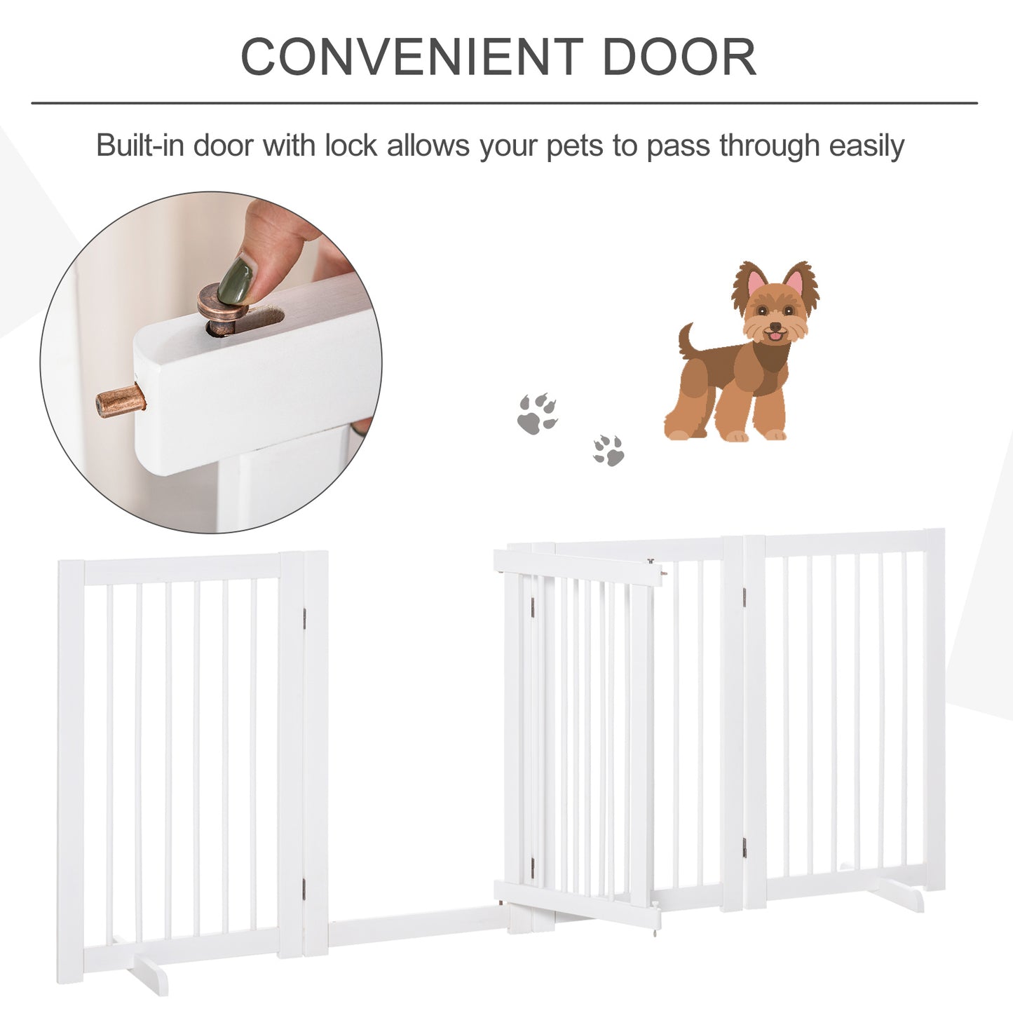 4 Panel Foldable Free Standing Pet Gate with Support Feet for Medium and Large Dogs, for Stairway, Doorway, Hallway Houses, Kennels & Pens   at Gallery Canada