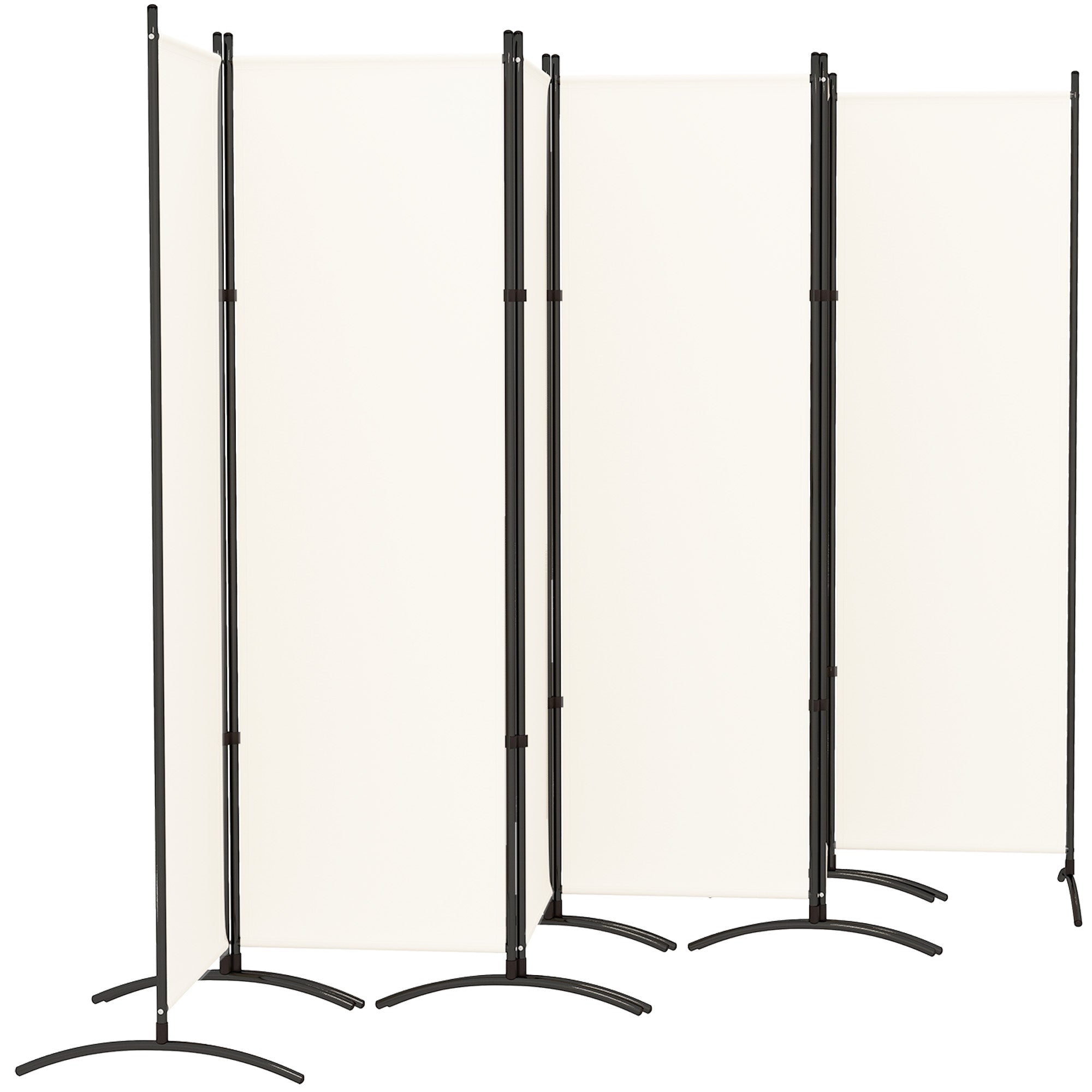 6 Panel Folding Room Divider, UV30+ Privacy Screen, Indoor Outdoor Privacy Panel with Stable Base, Beige Side Awnings Beige at Gallery Canada