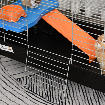 Small Animal Cage, Rolling Bunny Cage, Guinea Pig Cage with Food Dish, Water Bottle, Hay Feeder, Platform, Ramp, Black Houses & Habitats   at Gallery Canada