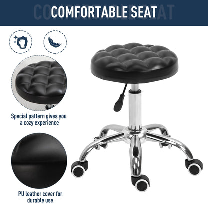 Rolling Swivel Padded Salon Stool with Adjustable Height Wheeled Tattoo Massage Chair Beauty SPA Bar Seat with Thick Padded Black Salon Stools   at Gallery Canada