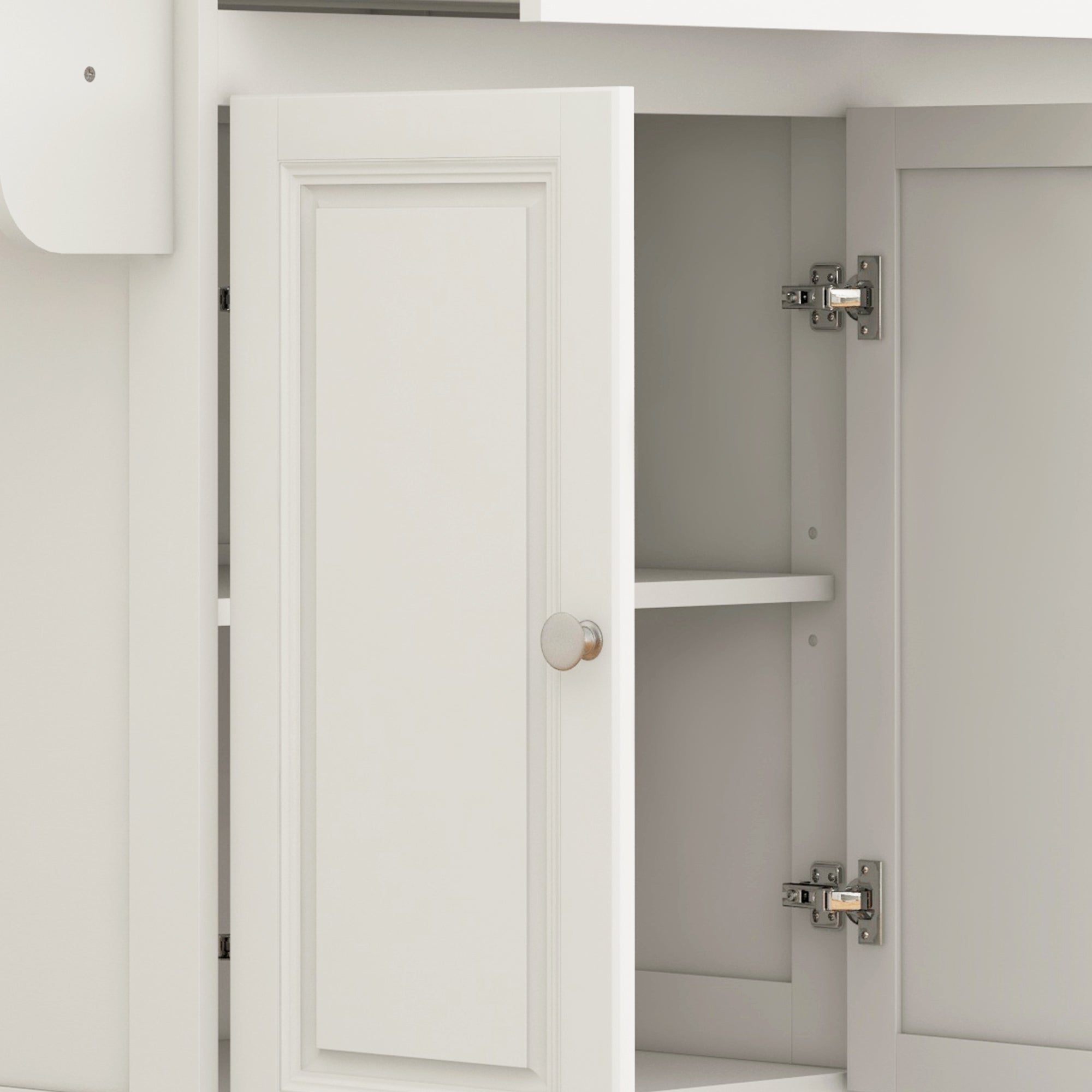 Kitchen Island with Storage, Rolling Kitchen Island with Drop Leaf, Rubber Wood Top and Adjustable Shelves, Cream White Kitchen Islands & Kitchen Carts at Gallery Canada