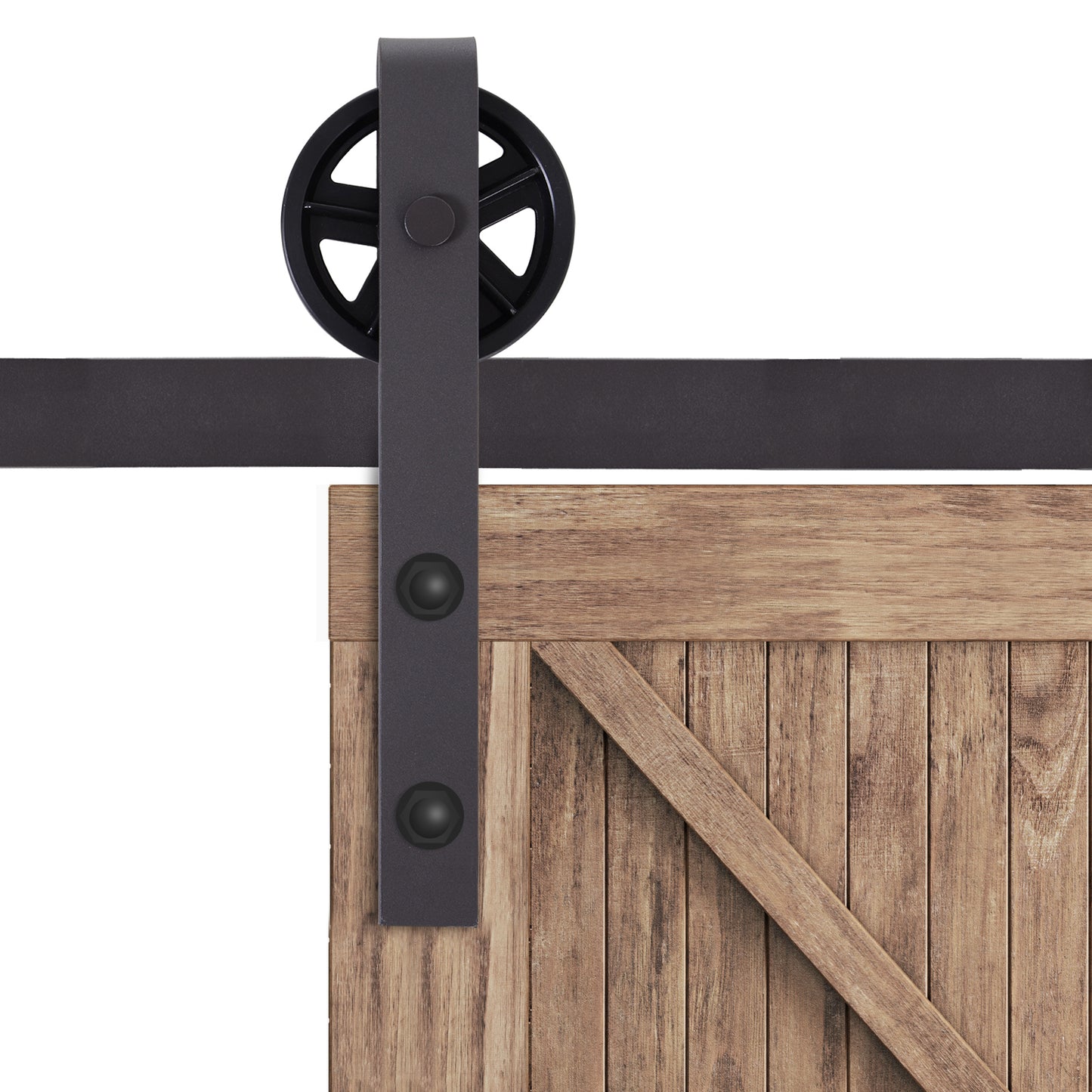 6FT Sliding Barn Door Track Kit, Heavy Duty Barn Door Hardware Kit, Fit 36" Wide Door Panel (J Shape), Deep Coffee Door Hardware   at Gallery Canada